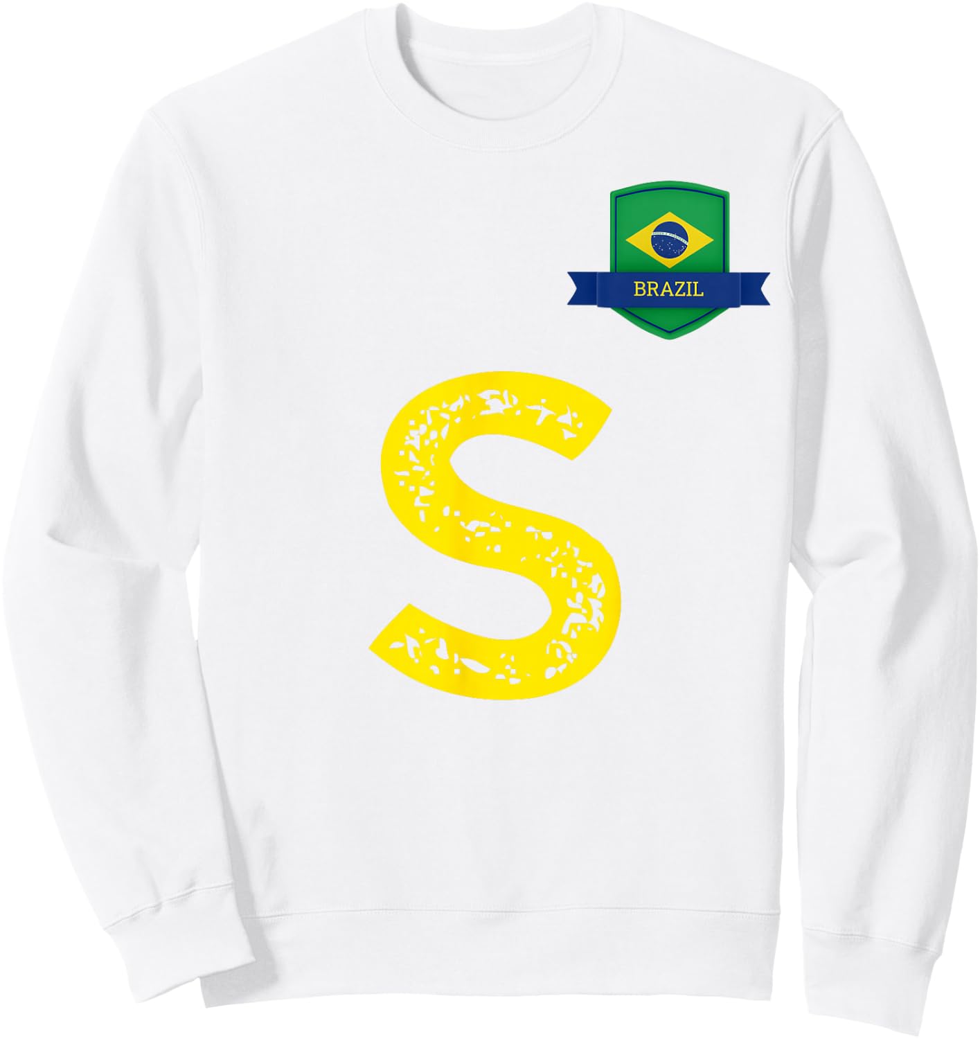 Brazil Human-Flag Letter S Brazil Brasil Sweatshirt - Sweatshirt | White