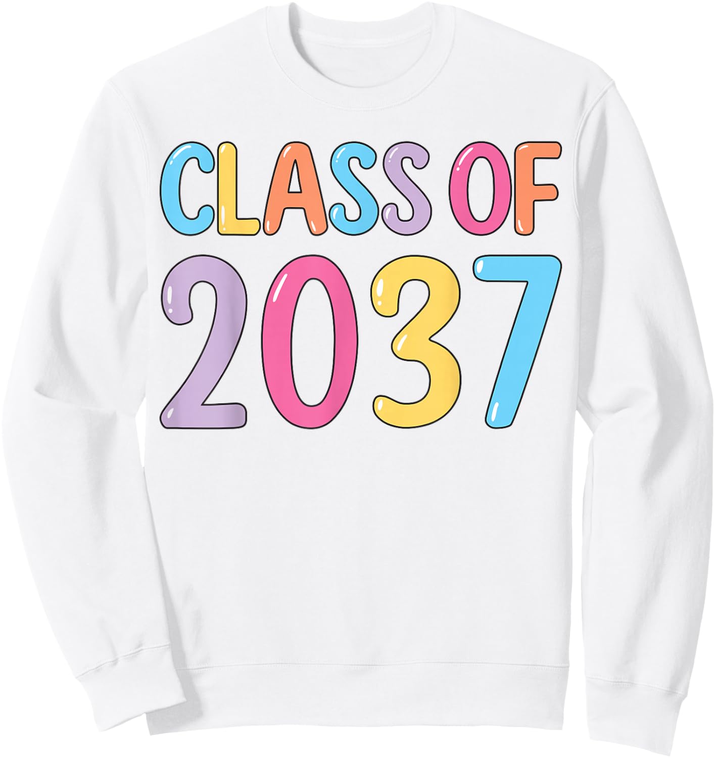 Class of 2037 Grow With Me K to 12 Grade Handprints On Back Sweatshirt - Sweatshirt | White