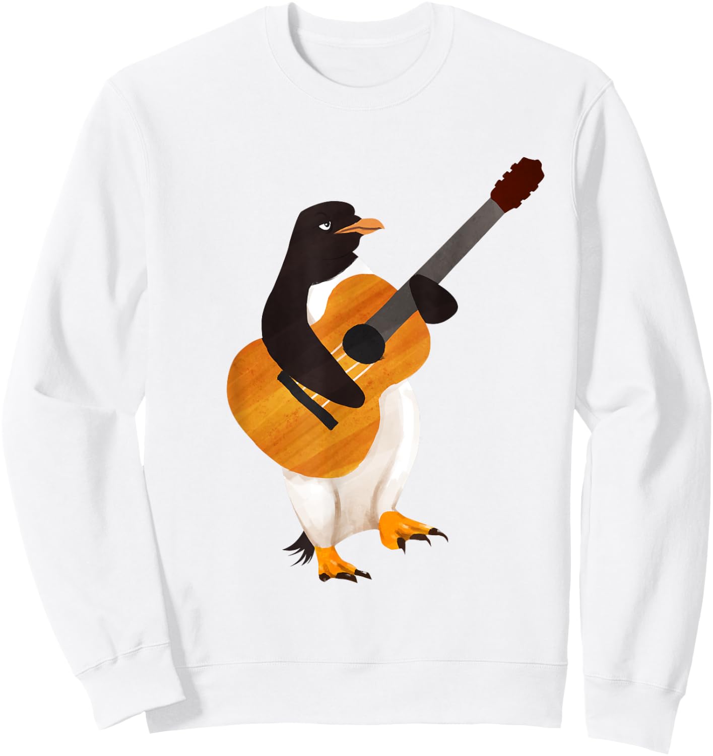 Penguin Arctic Bird Acoustic Guitar - Guitarist Sweatshirt - Sweatshirt | White