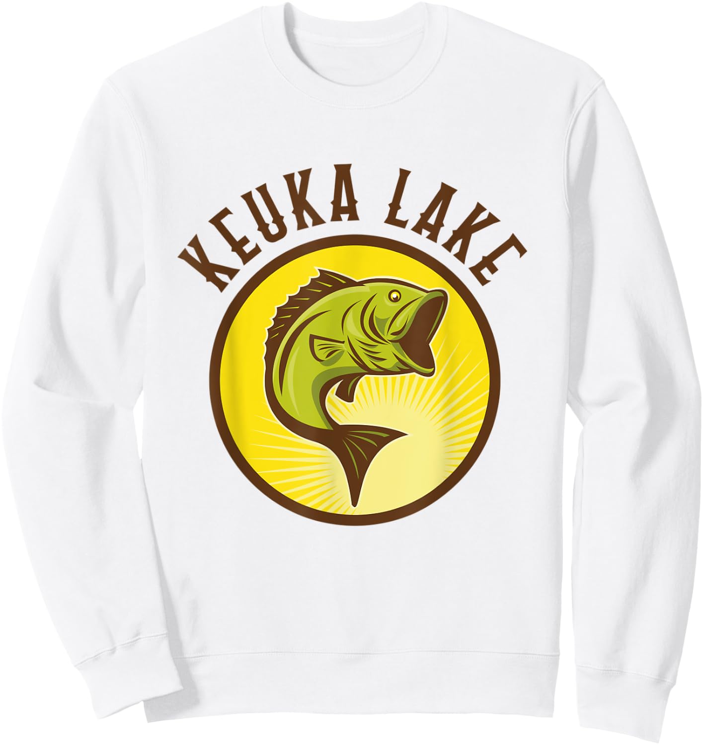 Keuka Lake Largemouth Bass Fishing Sweatshirt - Sweatshirt | White