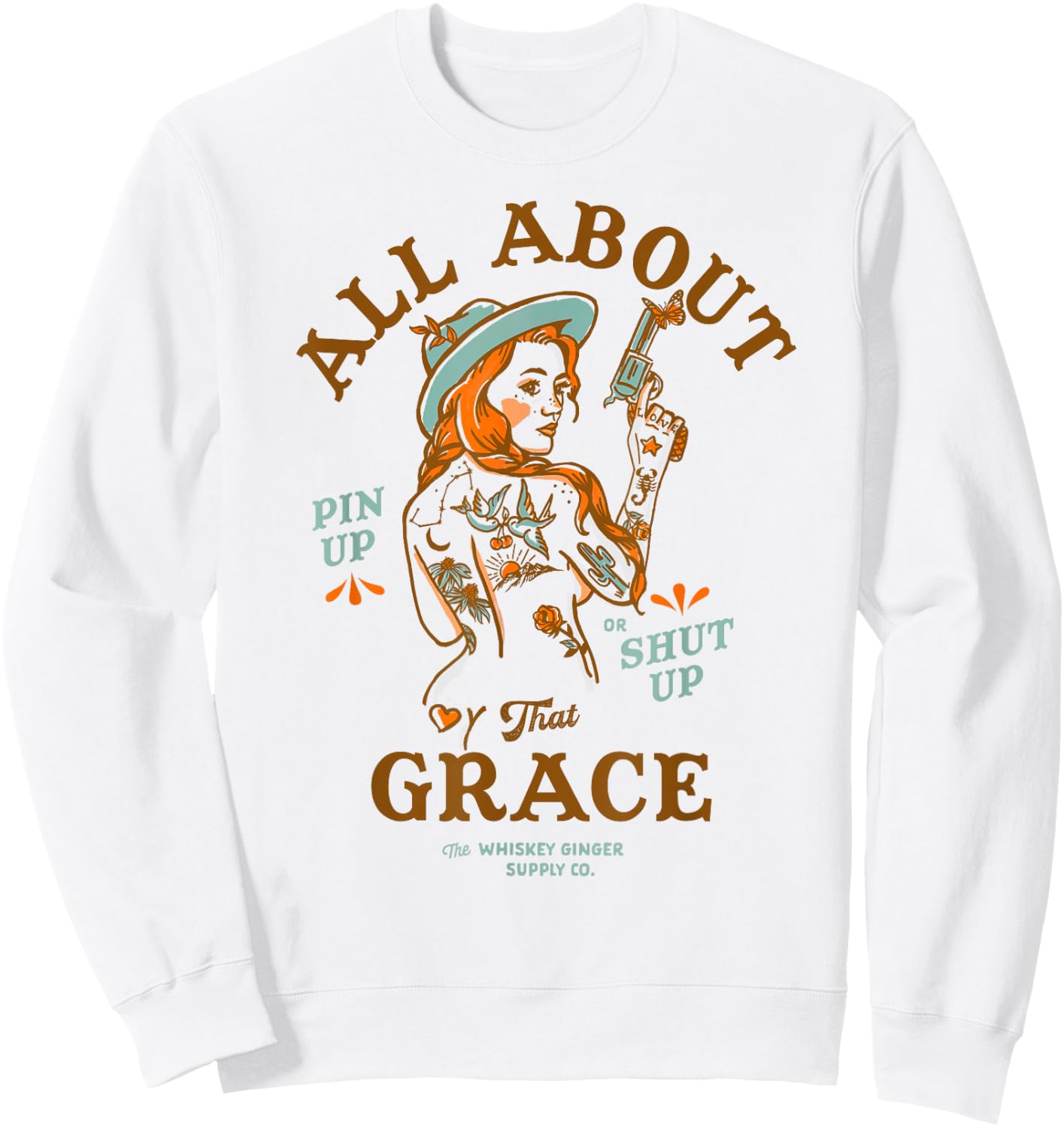 That Grace Women's Shirt Badass Redhead Tattoo Pin Up Girl Sweatshirt - Sweatshirt | White