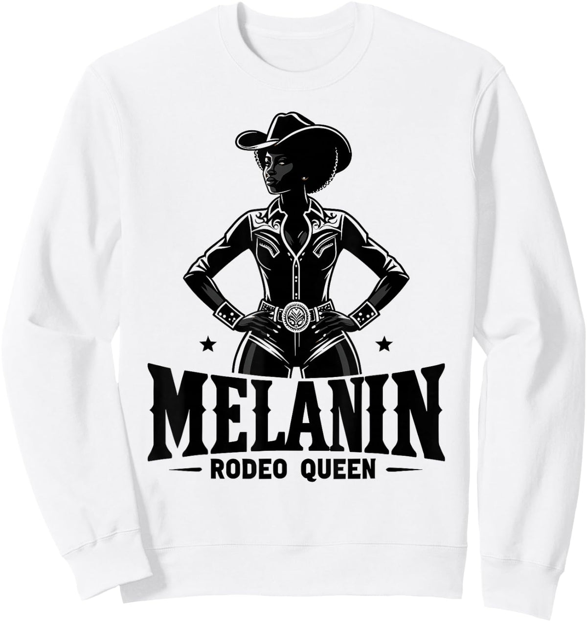 Melanin Rodeo Queen, Vintage African American Cowgirl Sweatshirt - Sweatshirt | White