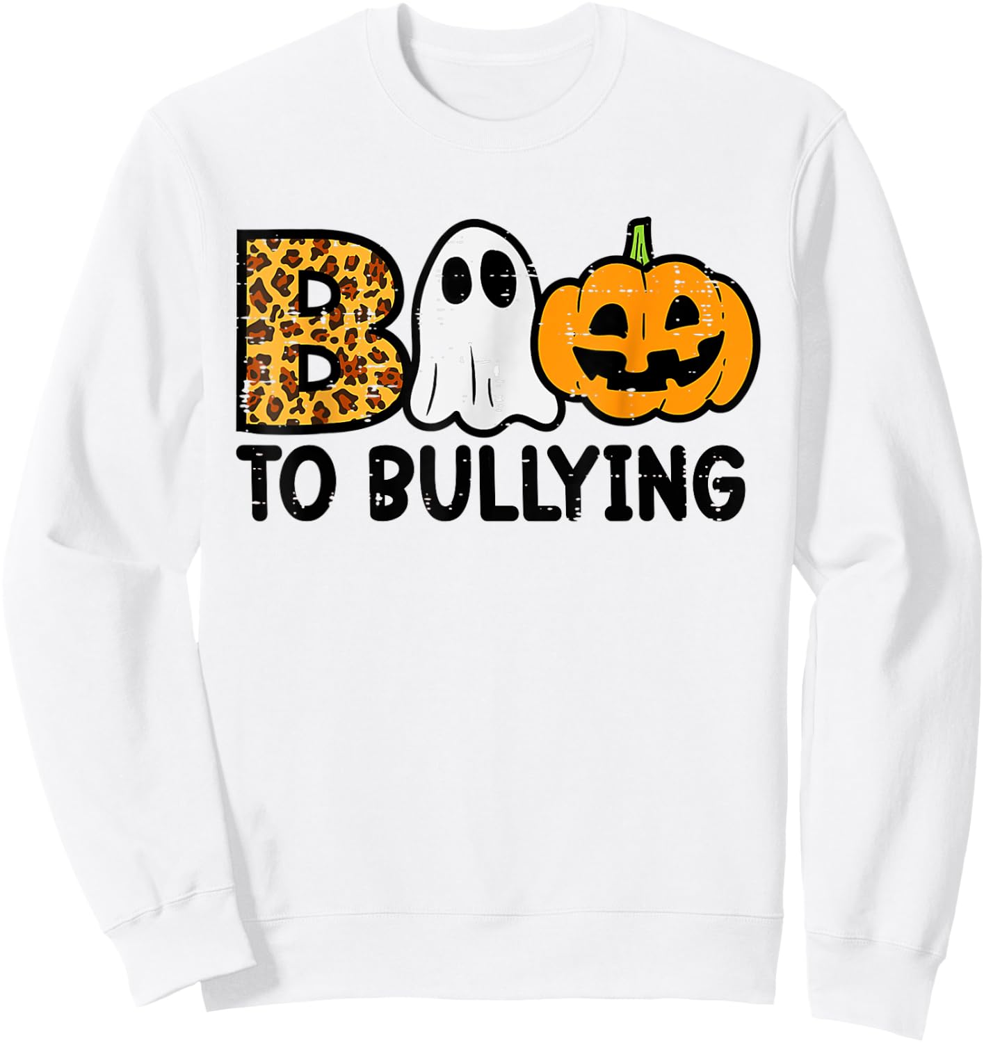 Boo to Bullying Halloween Ghost Anti Bully Unity Day Orange Sweatshirt - Sweatshirt | White
