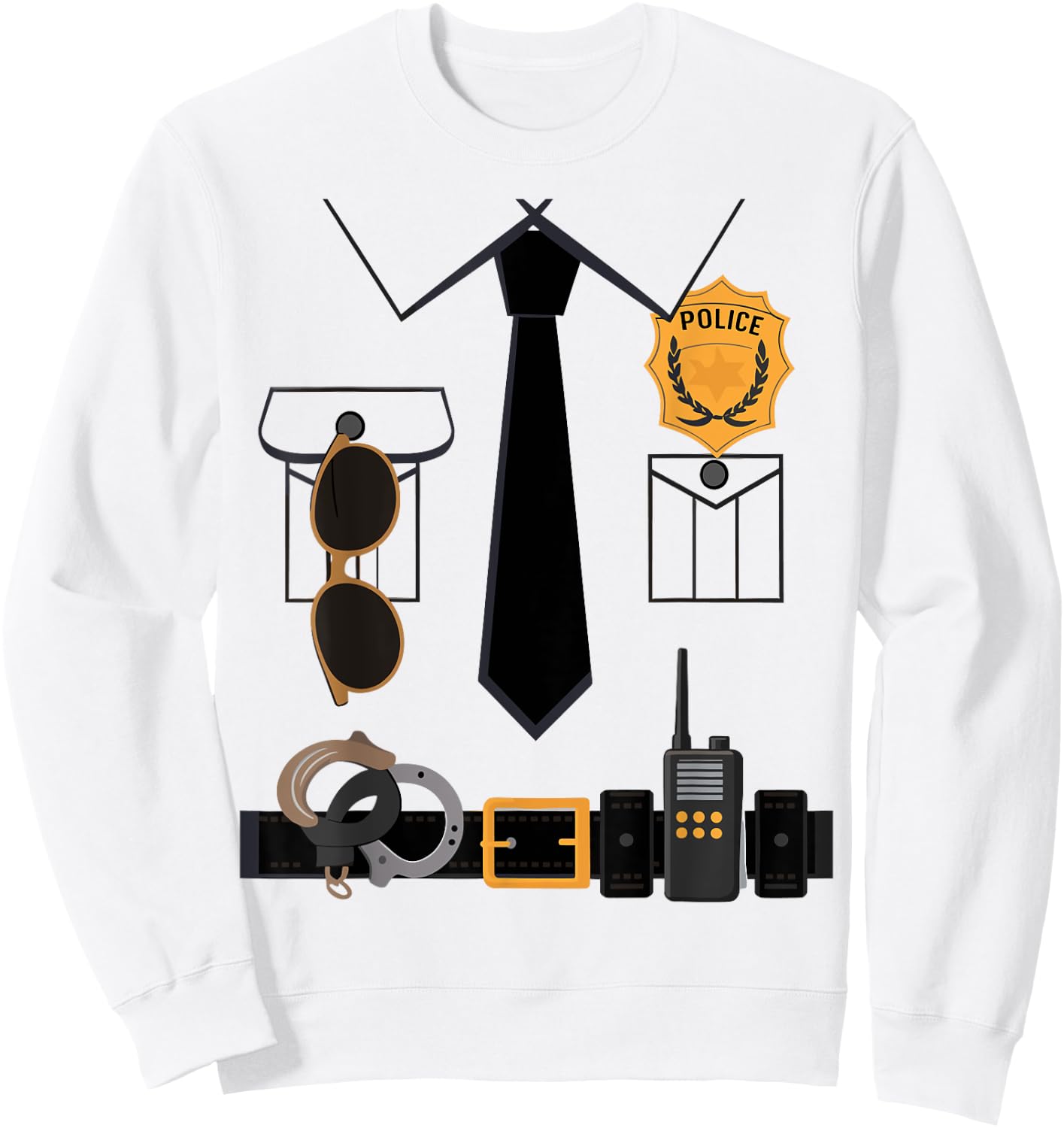 Police Costume For Kids & Adults Halloween Police Officer Sweatshirt - Sweatshirt | White