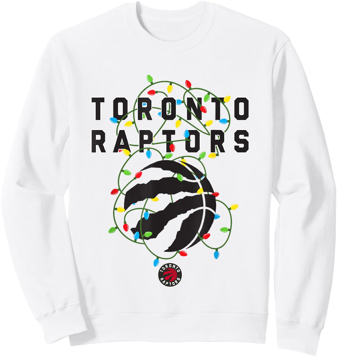 NBA Toronto Raptors Christmas Lights Holiday Logo Sweatshirt - Sweatshirt | White