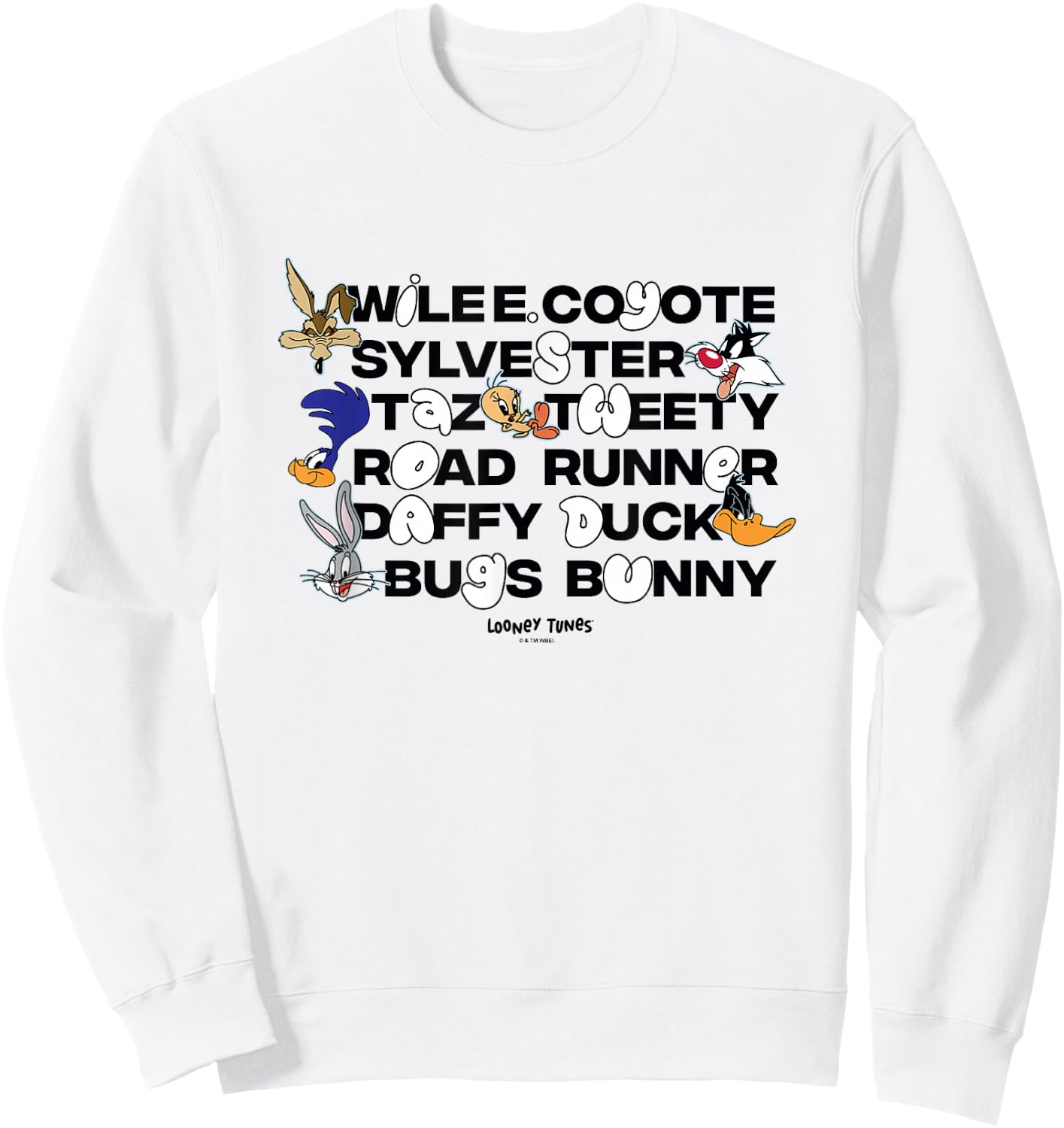 Looney Tunes Wile E. Coyote Sylvester Taz Tweety Road Runner Sweatshirt - Sweatshirt | White