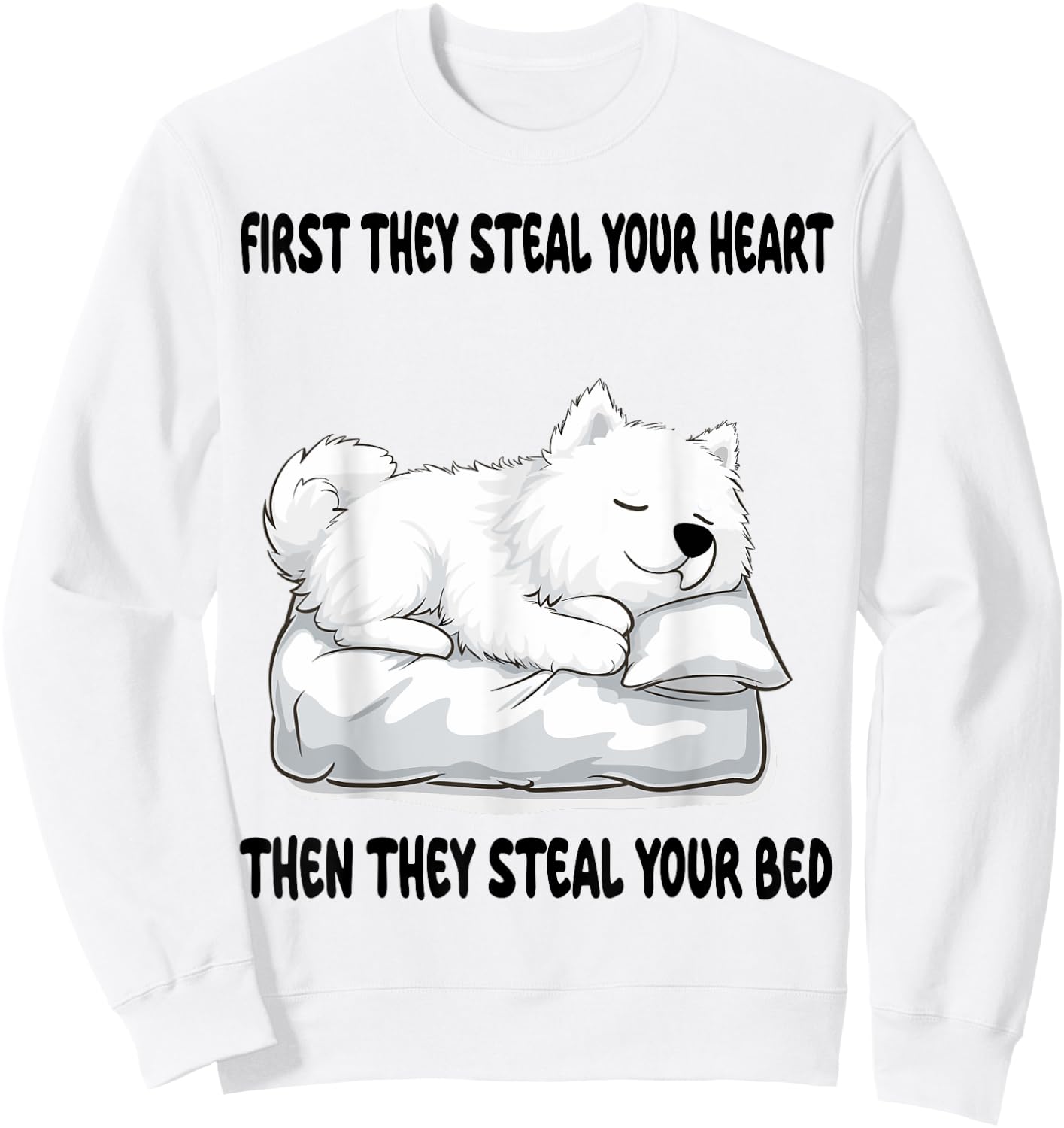 Samoyed Sleeping Pajamas Nightgown Sweatshirt - Sweatshirt | White