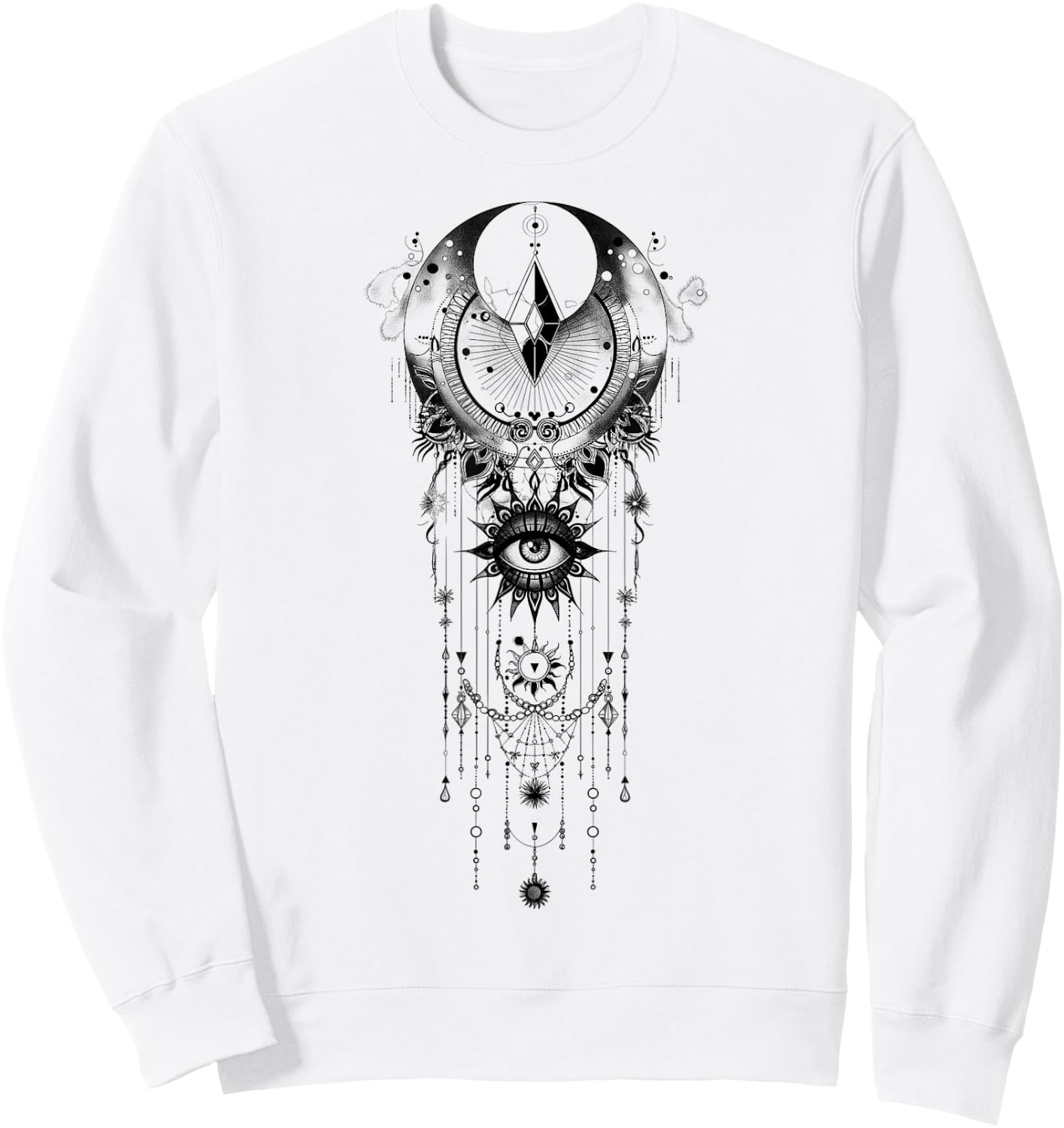 Celestial and Mystical Moon Goth Sweatshirt - Sweatshirt | White