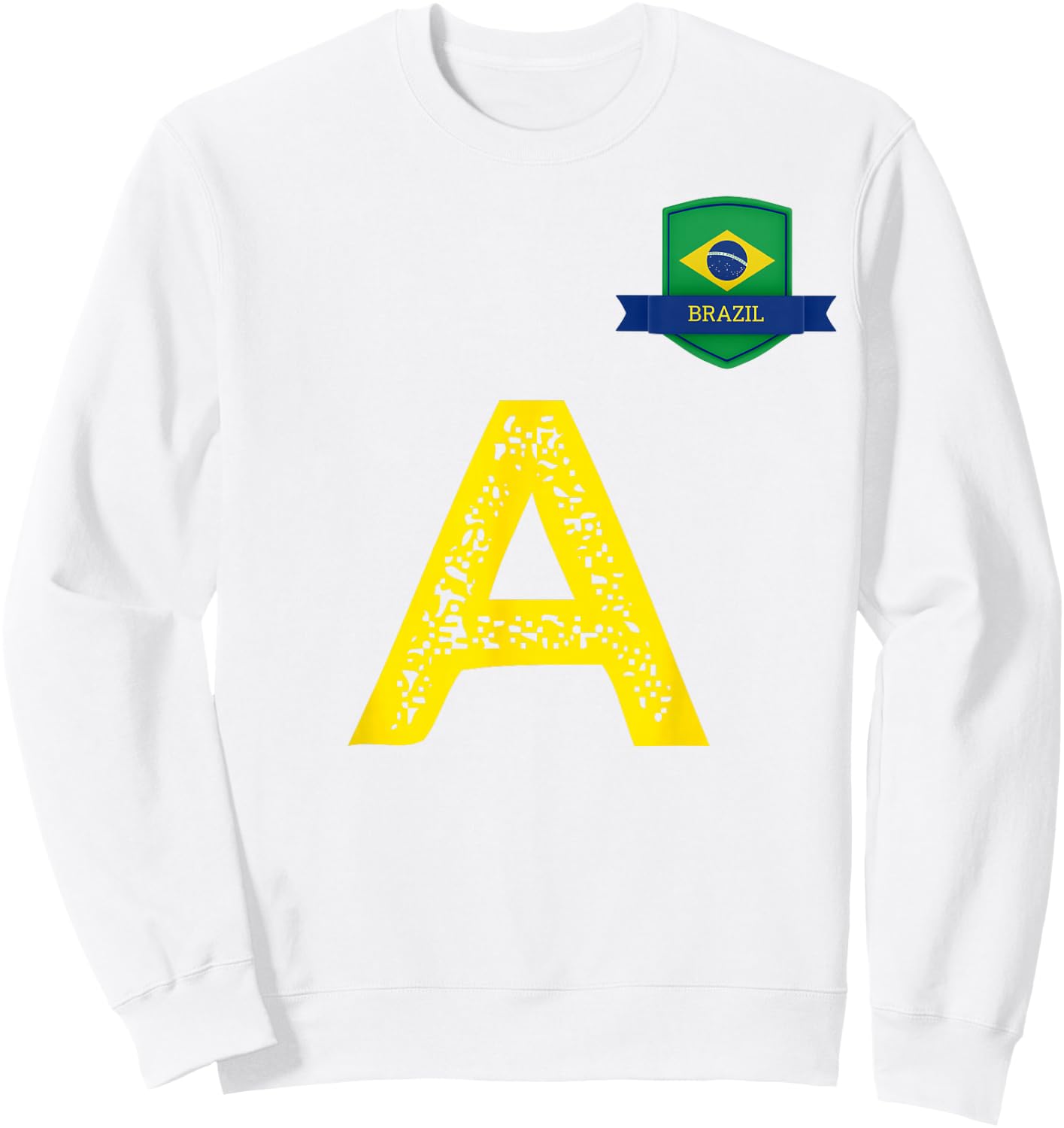 Brazil Human-Flag Letter A Brazil Sweatshirt - Sweatshirt | White