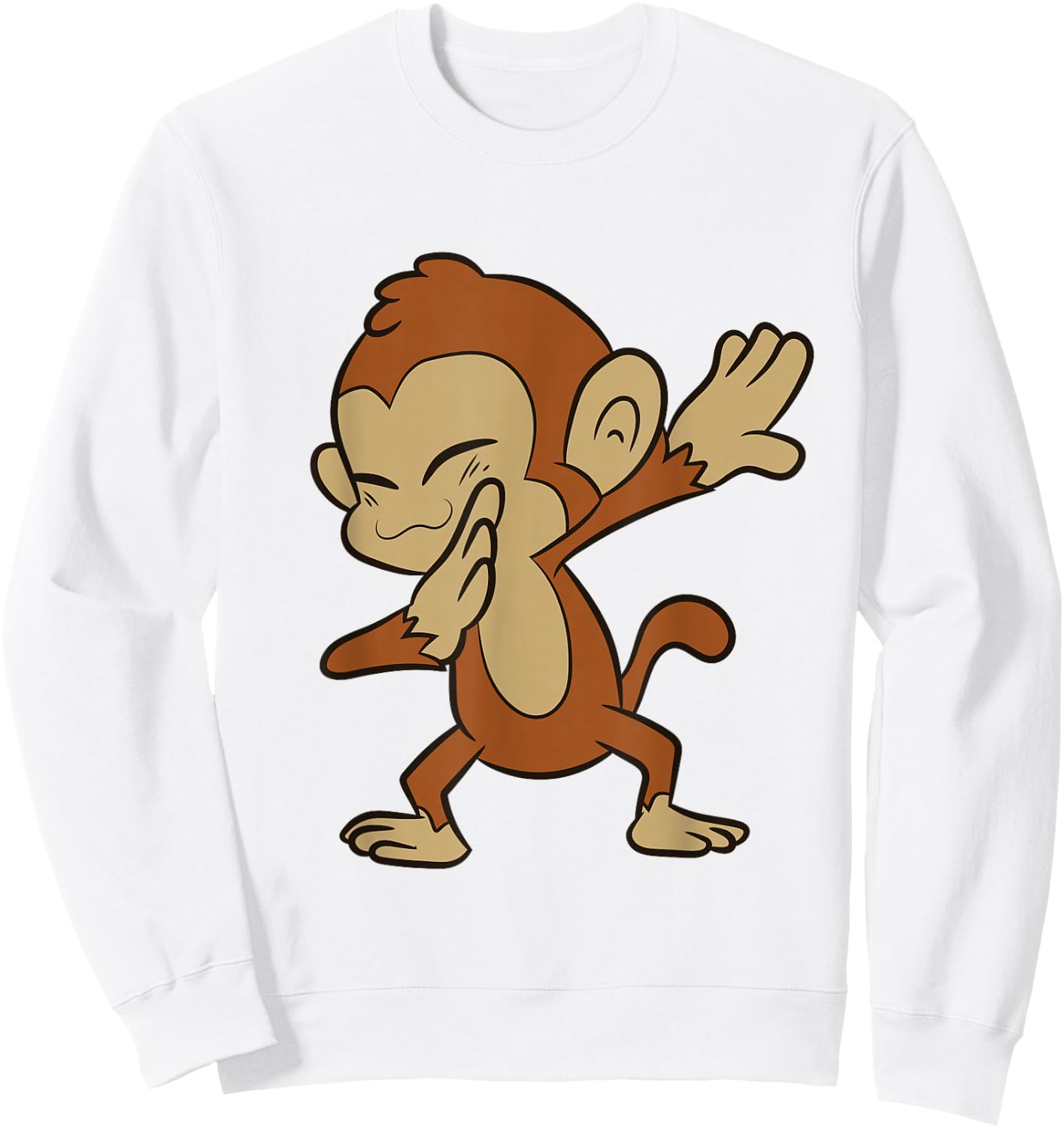 Monkey Animal Ape Funny Dabbing Monkey Sweatshirt - Sweatshirt | White