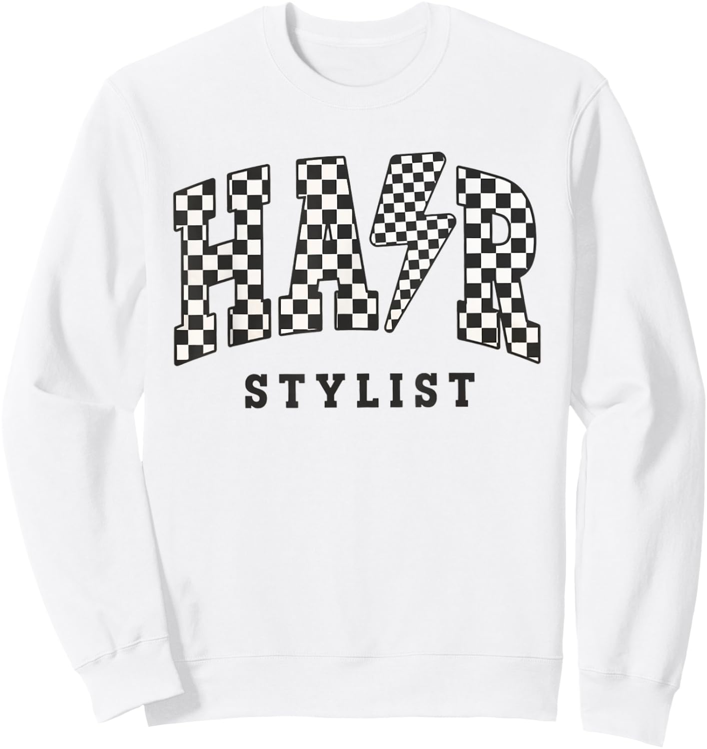 Retro Checkered Hair Stylist Graduation Cosmetology School Sweatshirt - Sweatshirt | White