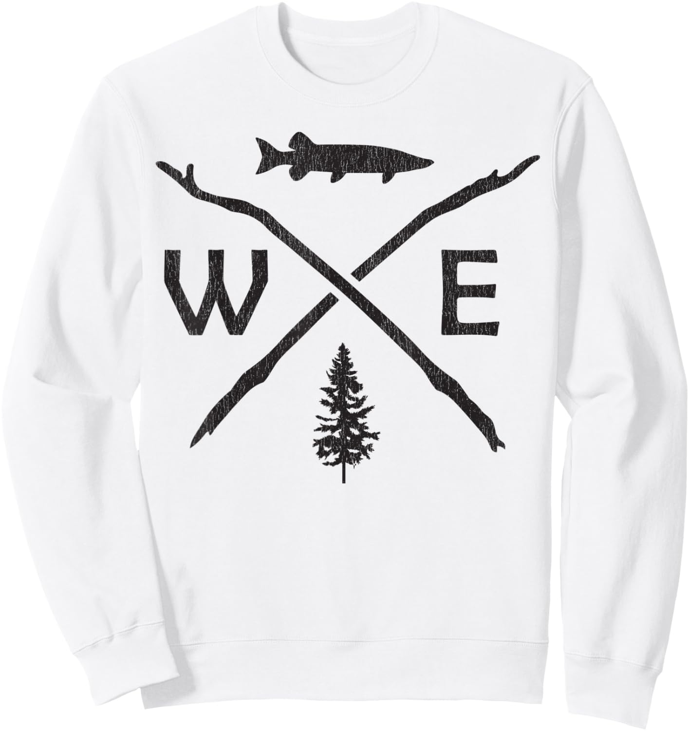 Musky Fishing - Muskie Compass Outdoor Fisherman Gift Sweatshirt - Sweatshirt | White