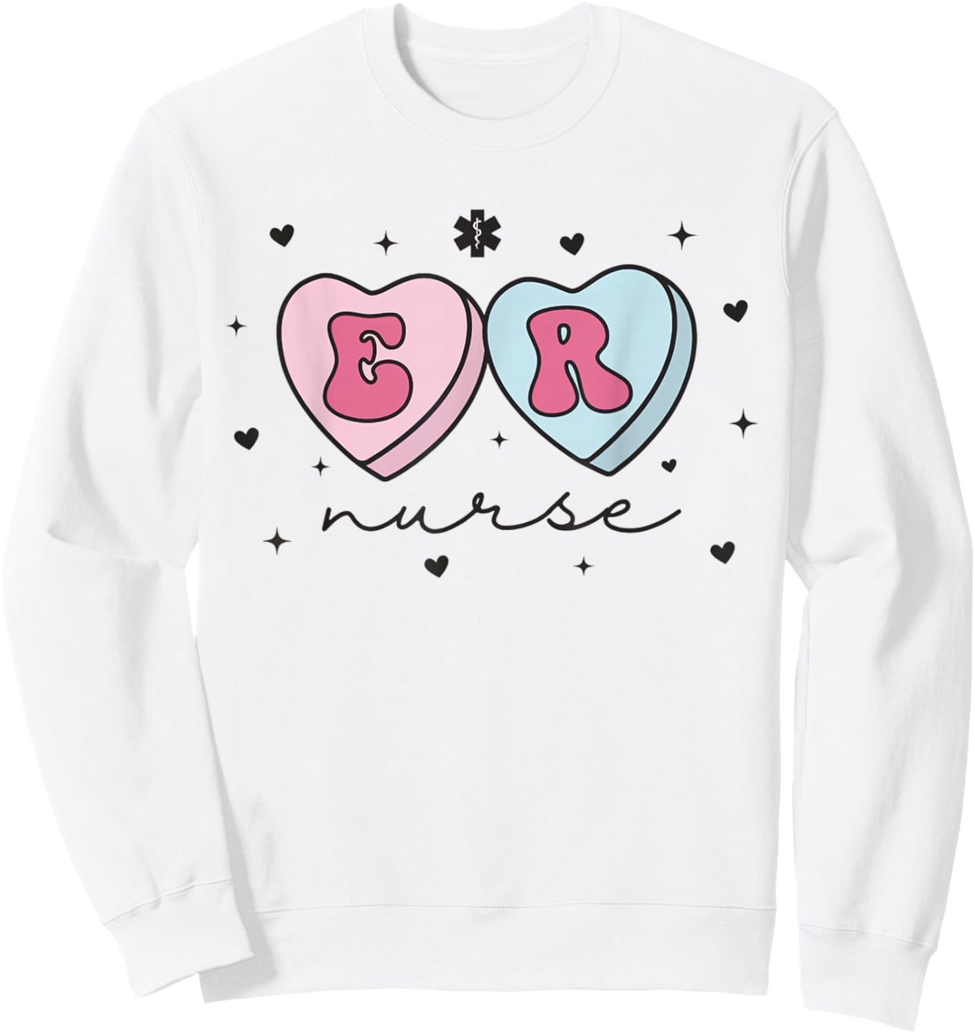 ER Nurse Valentine's Day Heart Candy Emergency Department ED Sweatshirt - Sweatshirt | White