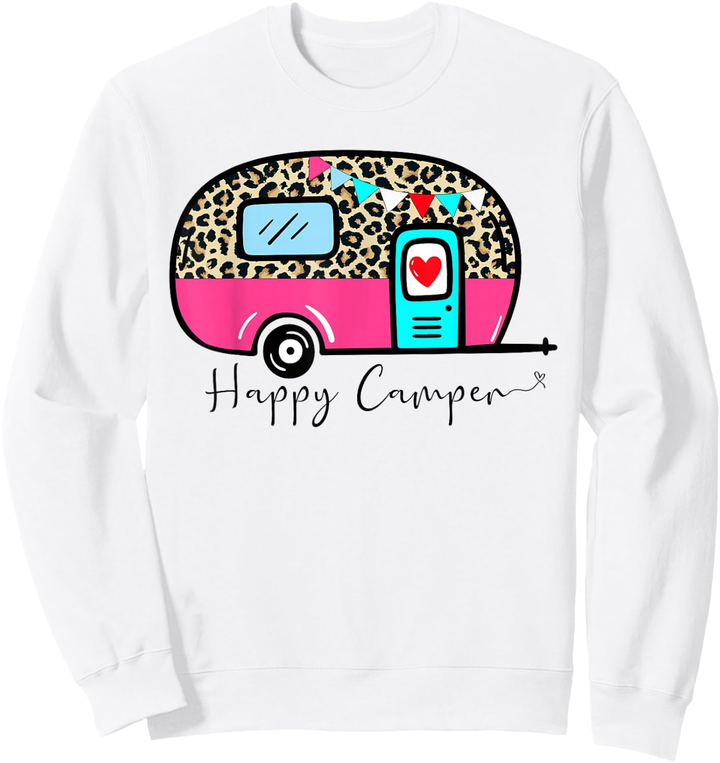 Camper Happy Summer Camp Camping Leopard Funny Glamping Sweatshirt - Sweatshirt | White
