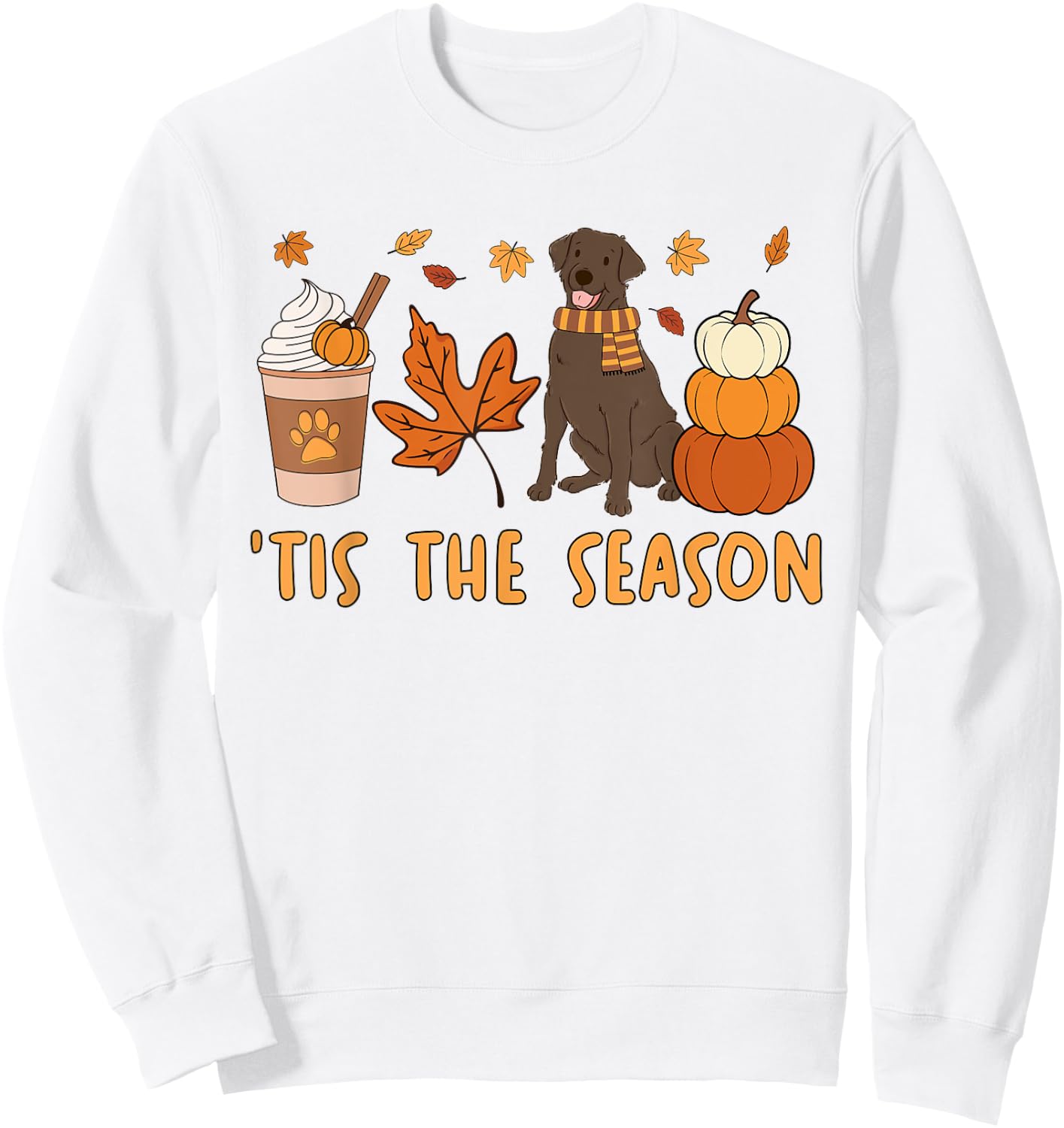 Tis The Season Labrador Retriever Fall Autumn Pumpkin Coffee Sweatshirt - Sweatshirt | White