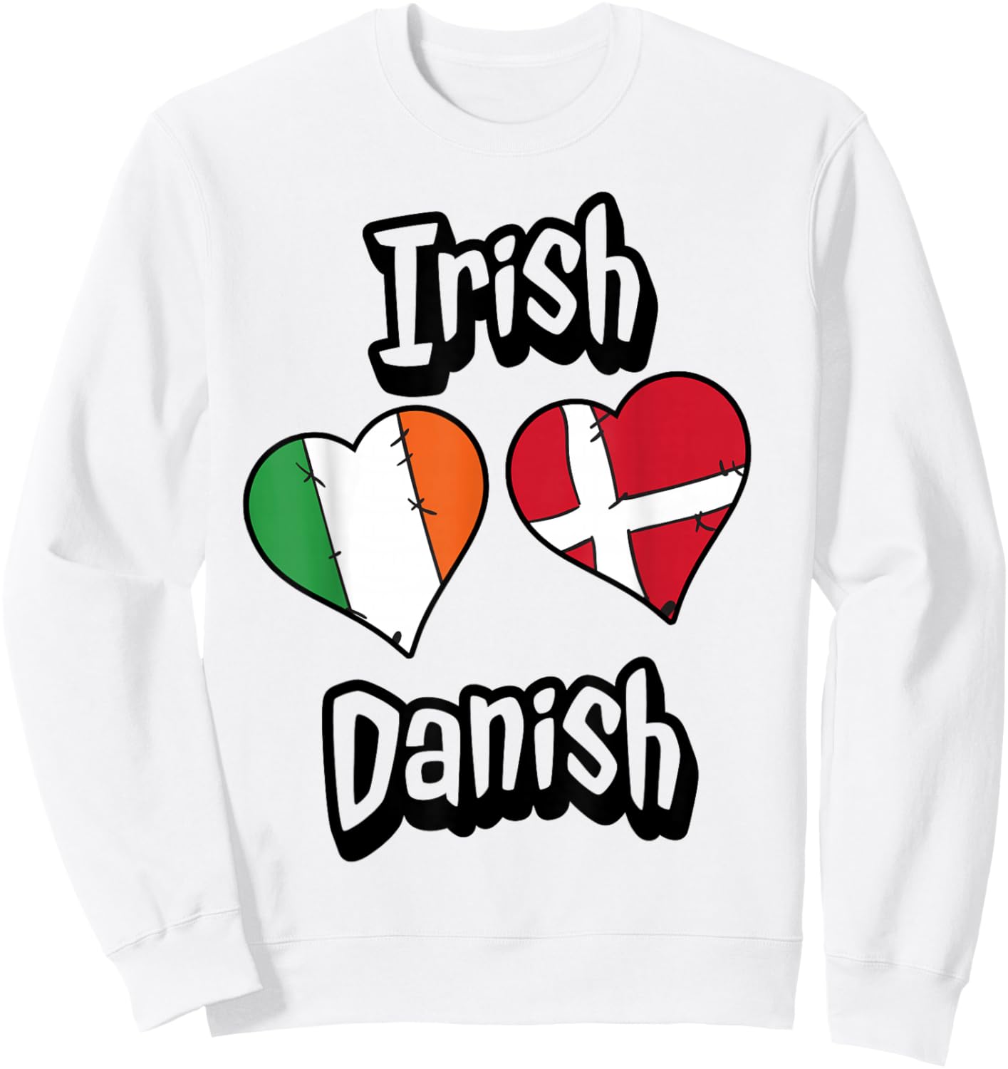 Irish Danish Flag Heart Combo Ireland Denmark Sweatshirt - Sweatshirt | White