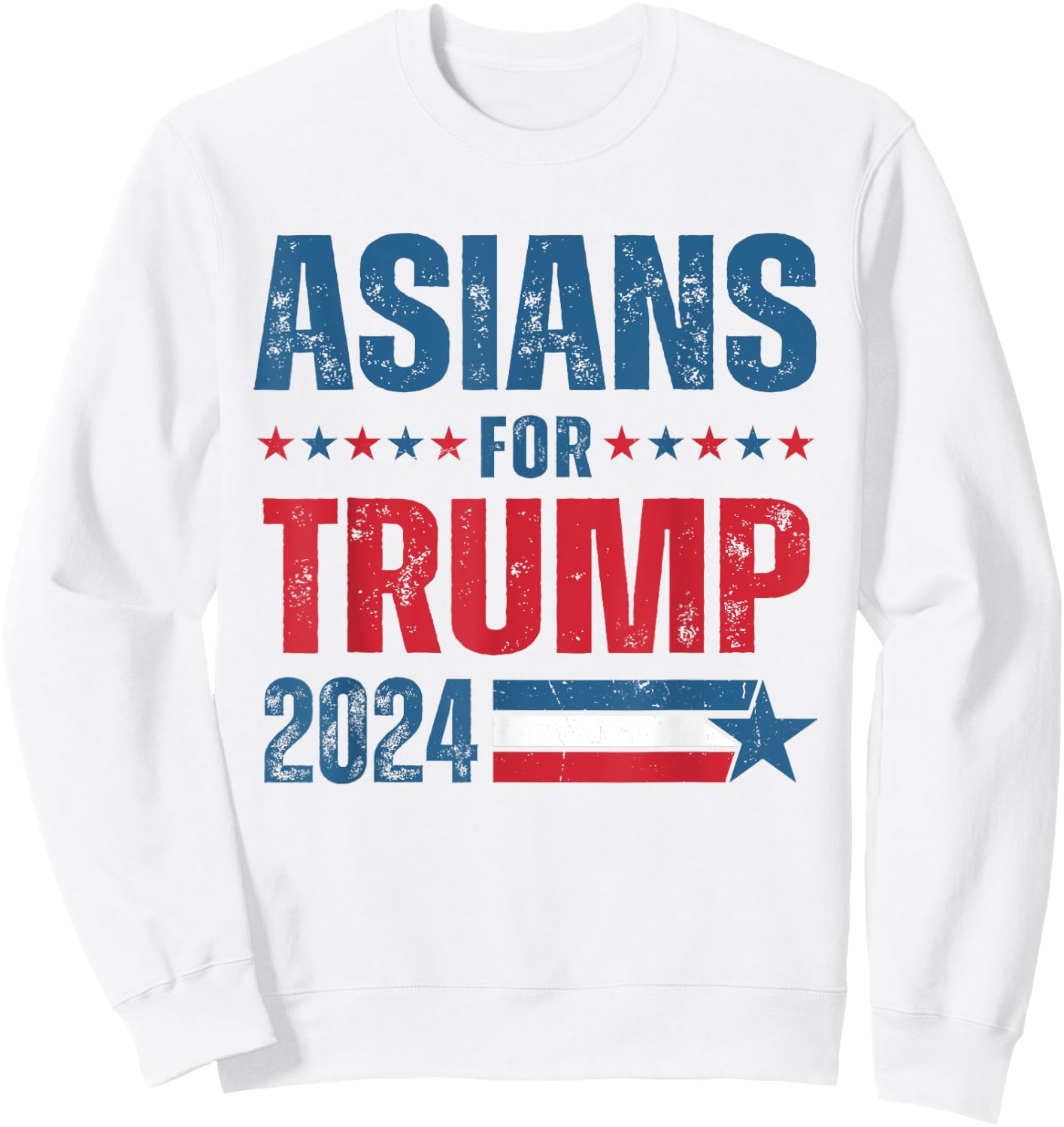 Asians For Trump 2024 Respublican US Flag Sweatshirt - Sweatshirt | White