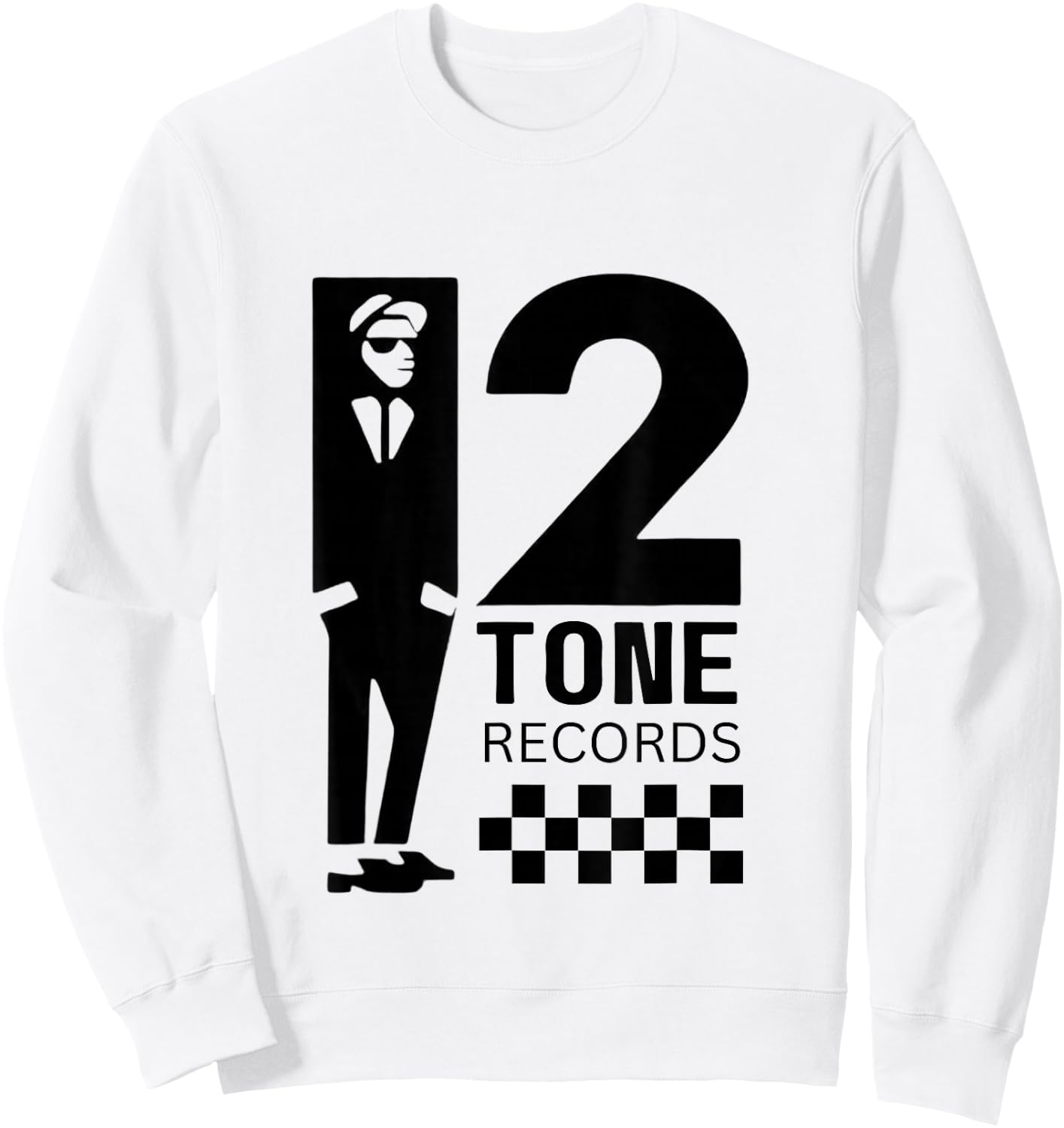 Two Tone Ska Music Checkerboard Sweatshirt - Sweatshirt | White