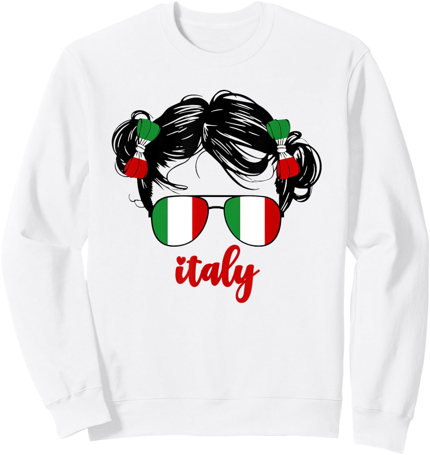 Cute Italian Girl For Kids Pride Italia Italy Flag Girls Sweatshirt - Sweatshirt | White