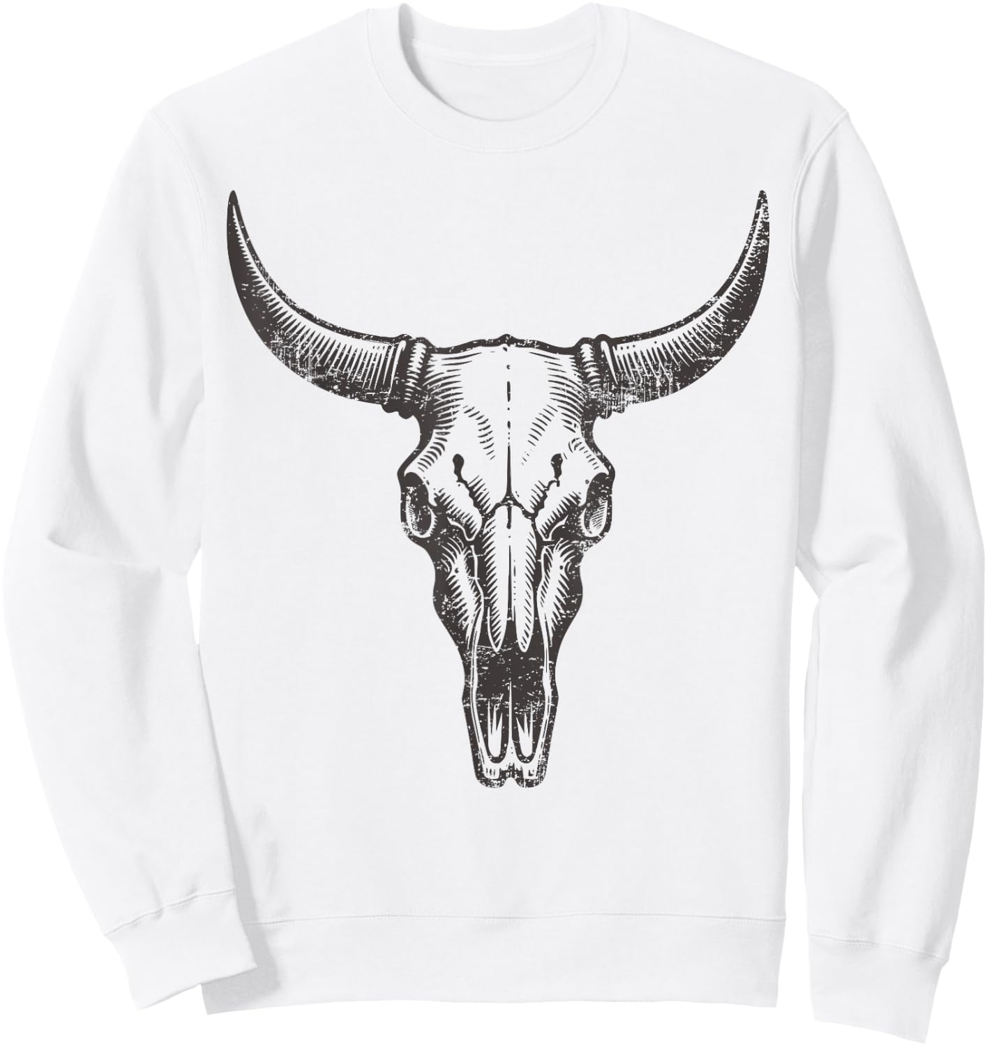 Vintage Western Cow Skull Rustic Country Men Women Graphic Sweatshirt - Sweatshirt | White