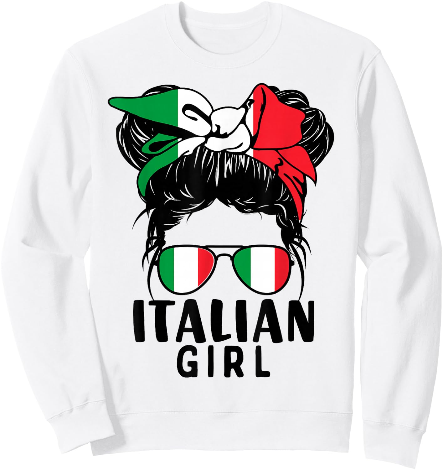 Italian Girl Messy Hair Italy Pride Patriotic Kids Sweatshirt - Sweatshirt | White