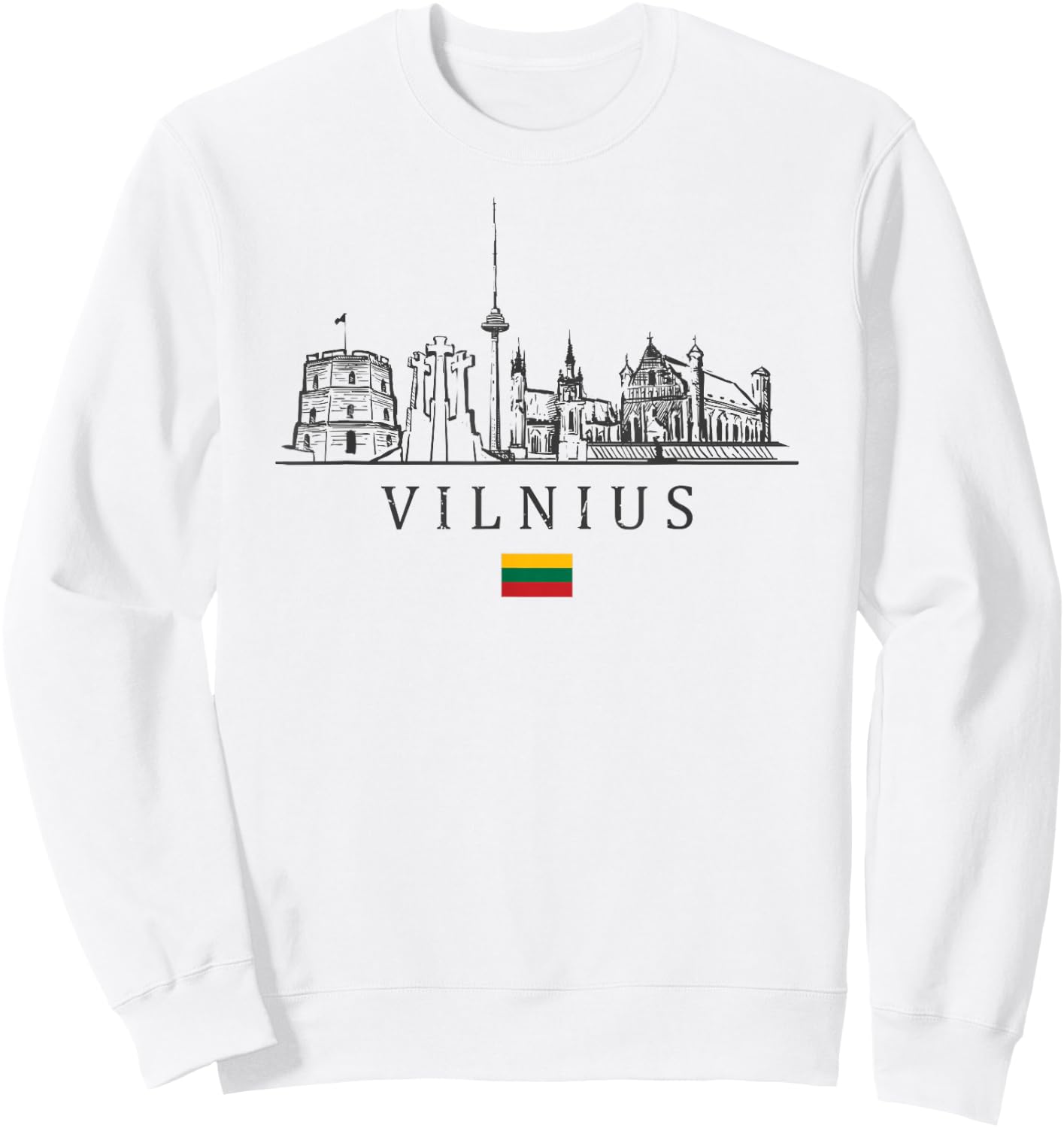 Vintage Vilnius Lithuania Vacation | Lithuania Lover Sweatshirt - Sweatshirt | White
