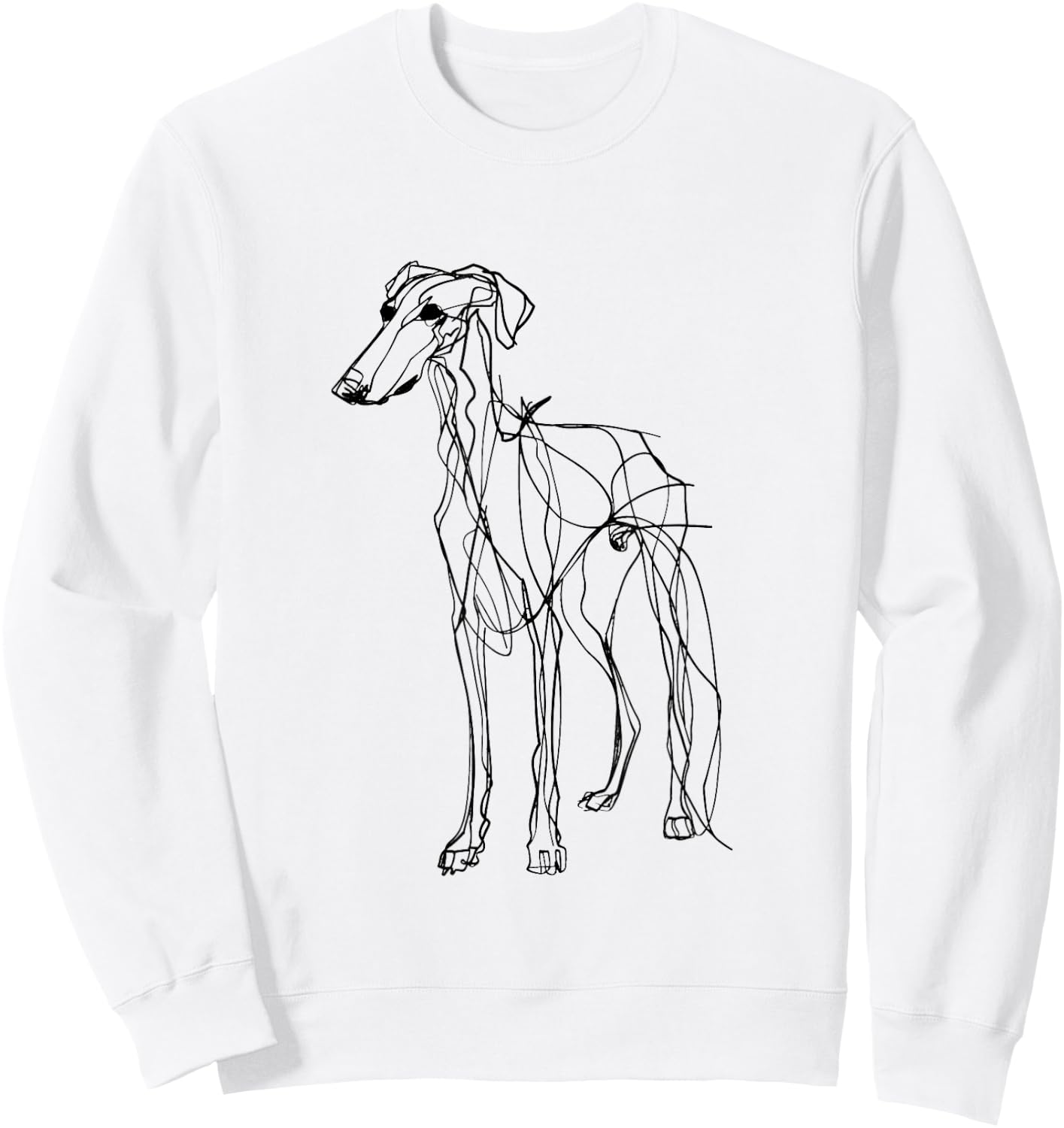 Silken Windhound Dog Line Art Minimalist Mom Dad Sweatshirt - Sweatshirt | White