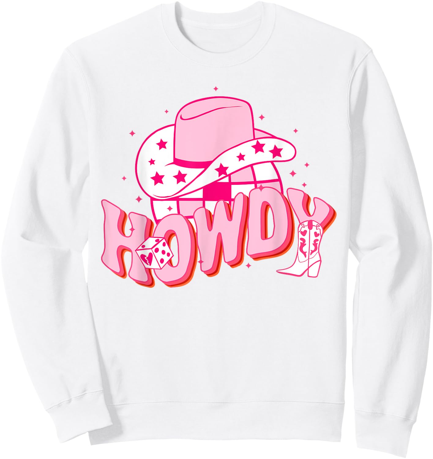 Howdy Southern Western Girl Country Rodeo Pink Cowgirl Disco Sweatshirt - Sweatshirt | White
