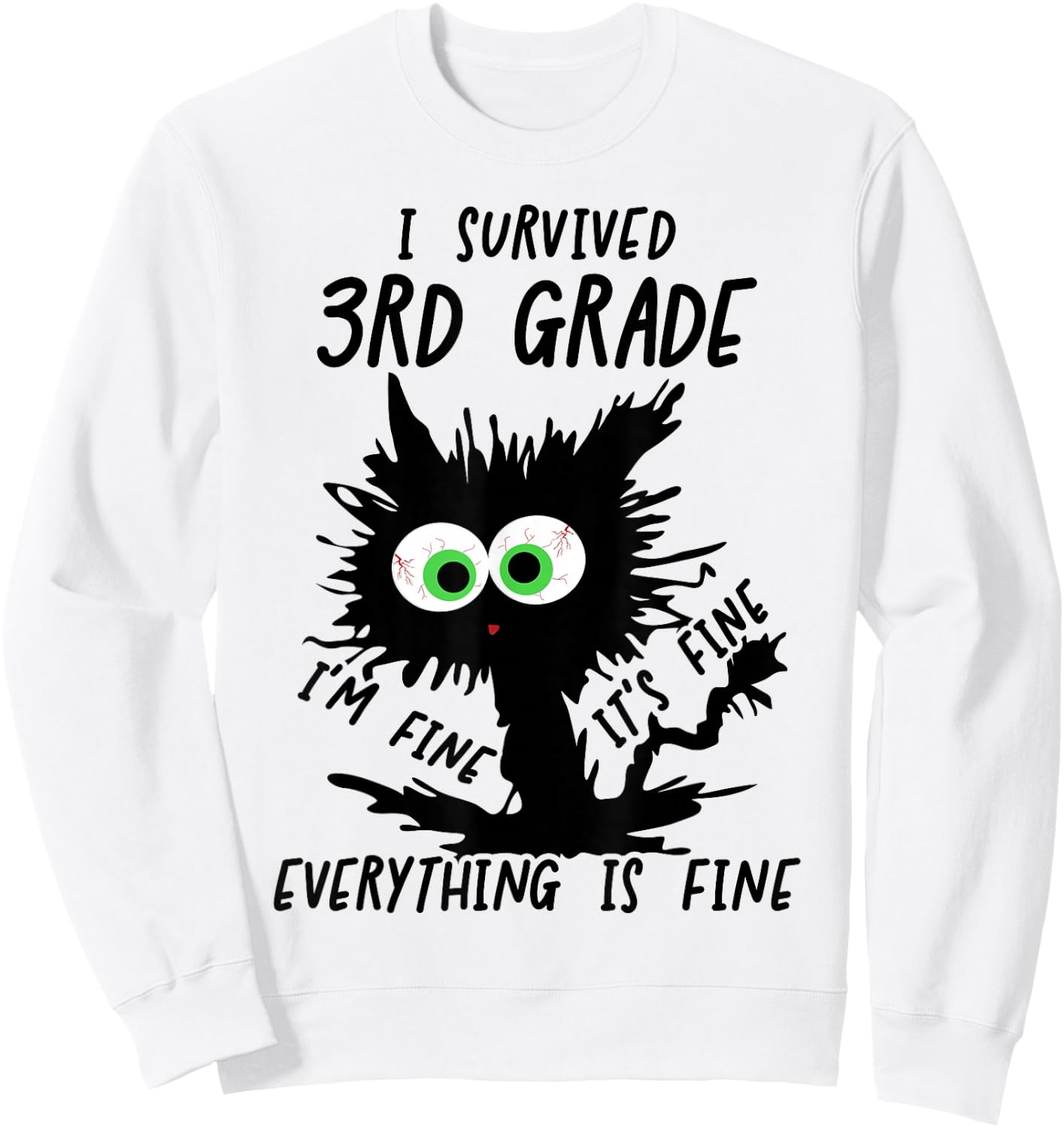 I Survived Third Grade Cat Sweatshirt - Sweatshirt | White
