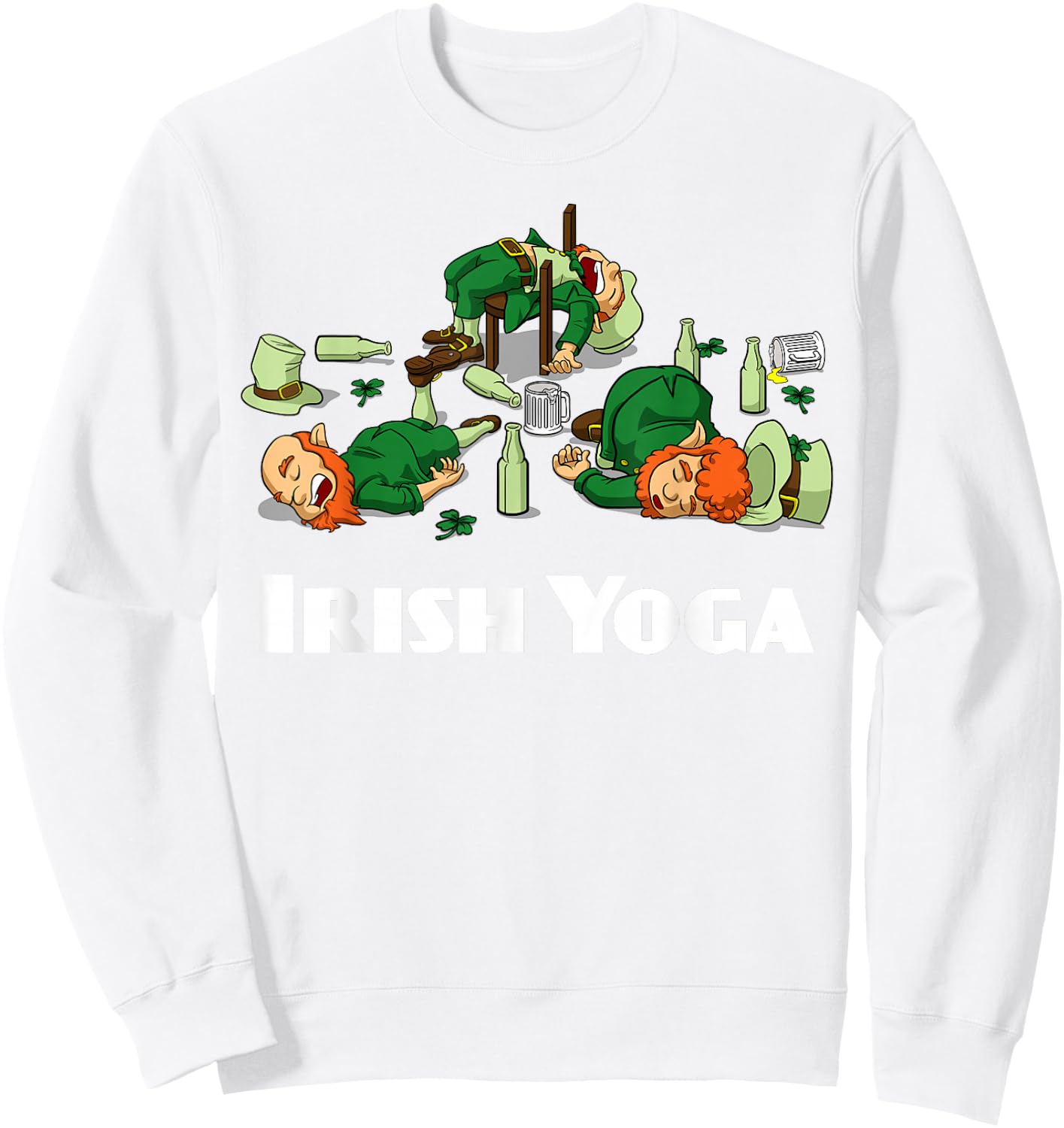 Irish Yoga Funny St. Patrick's Day Leprechaun Matching Group Sweatshirt - Sweatshirt | White