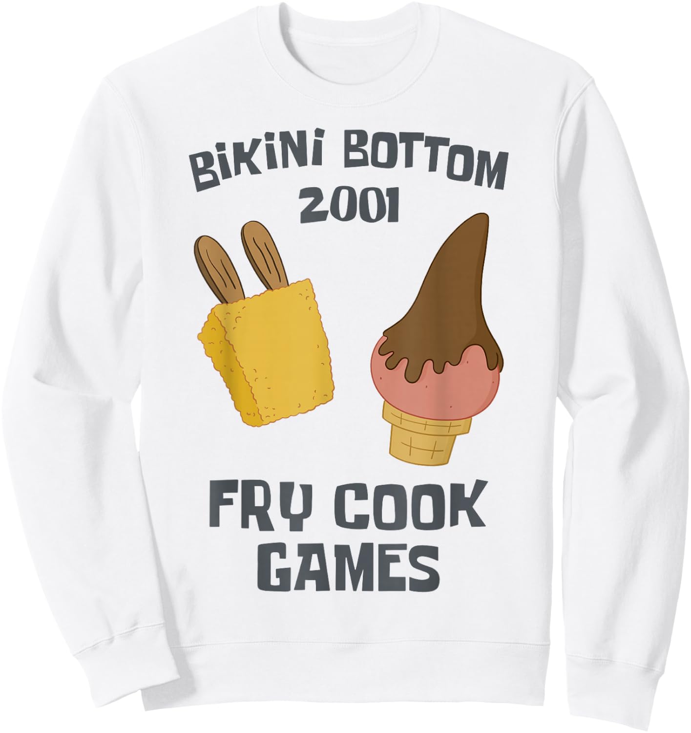 SpongeBob SquarePants Bikini Bottom 2001 Fry Cook Games Sweatshirt - Sweatshirt | White