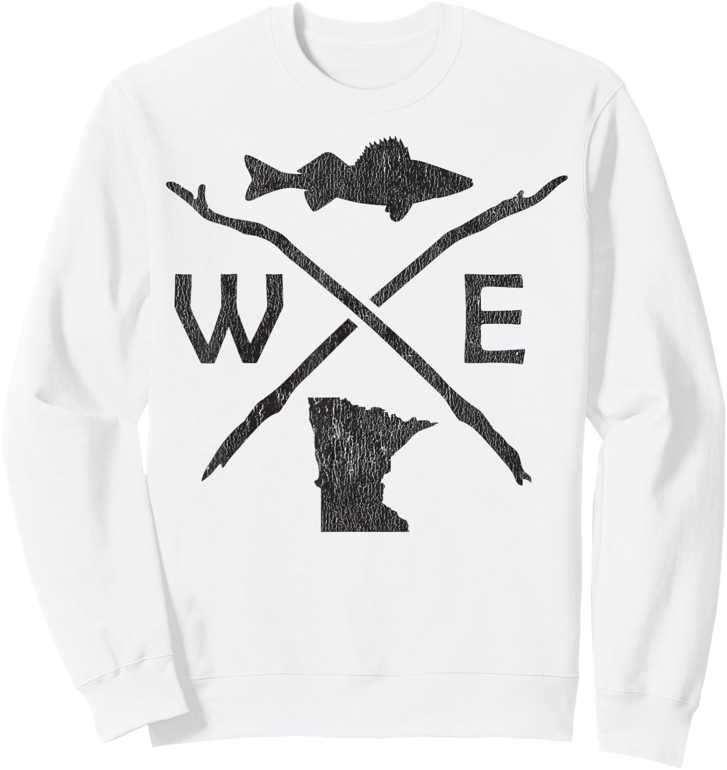 Walleye Fishing - Minnesota Walleye Fishing Compass Gift Sweatshirt - Sweatshirt | White