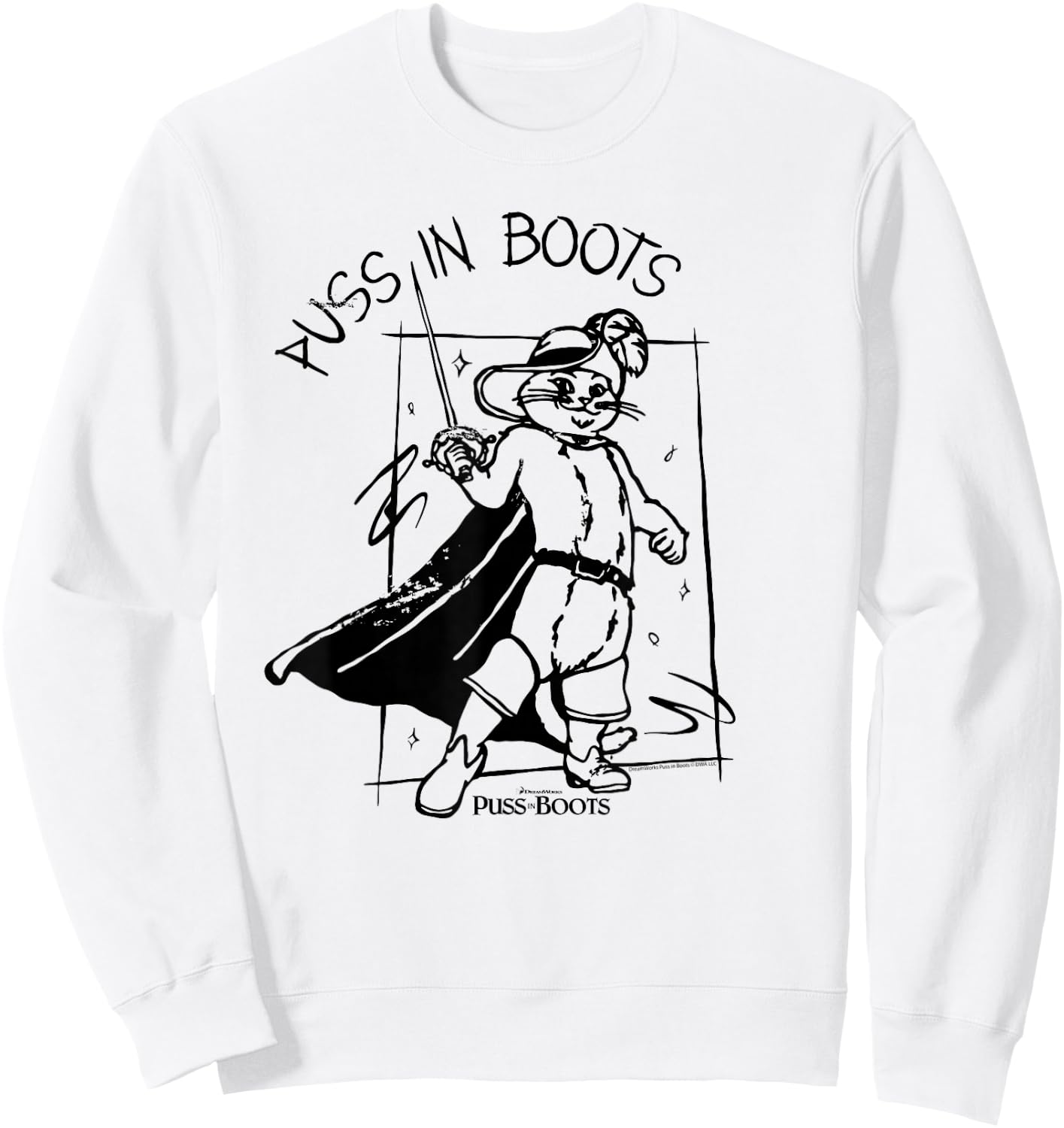 DreamWorks Puss in Boots Sketch Sweatshirt - Sweatshirt | White