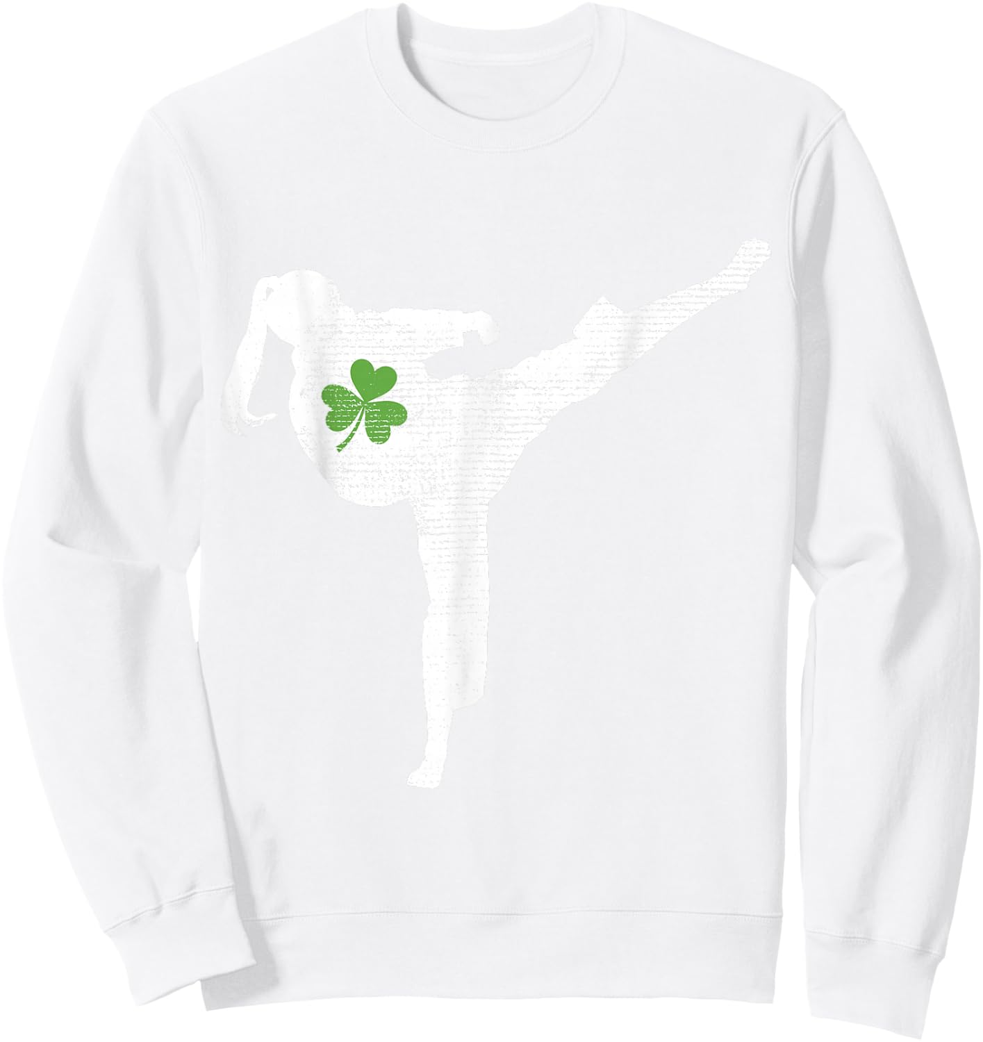 Karate Lovers Green Shamrock Leaf St Patricks Day Sweatshirt - Sweatshirt | White