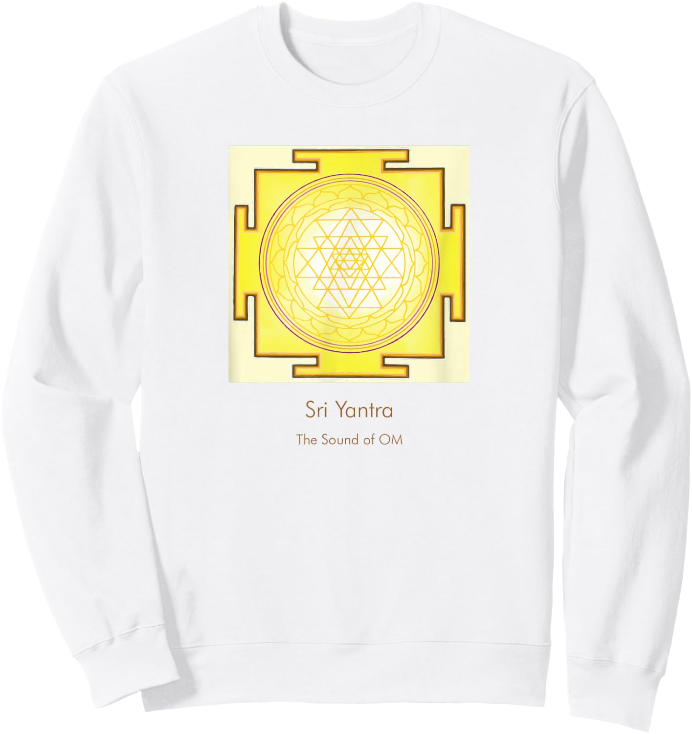 Sacred Geometry Golden Sri Yantra Sound of OM Sweatshirt - Sweatshirt | White