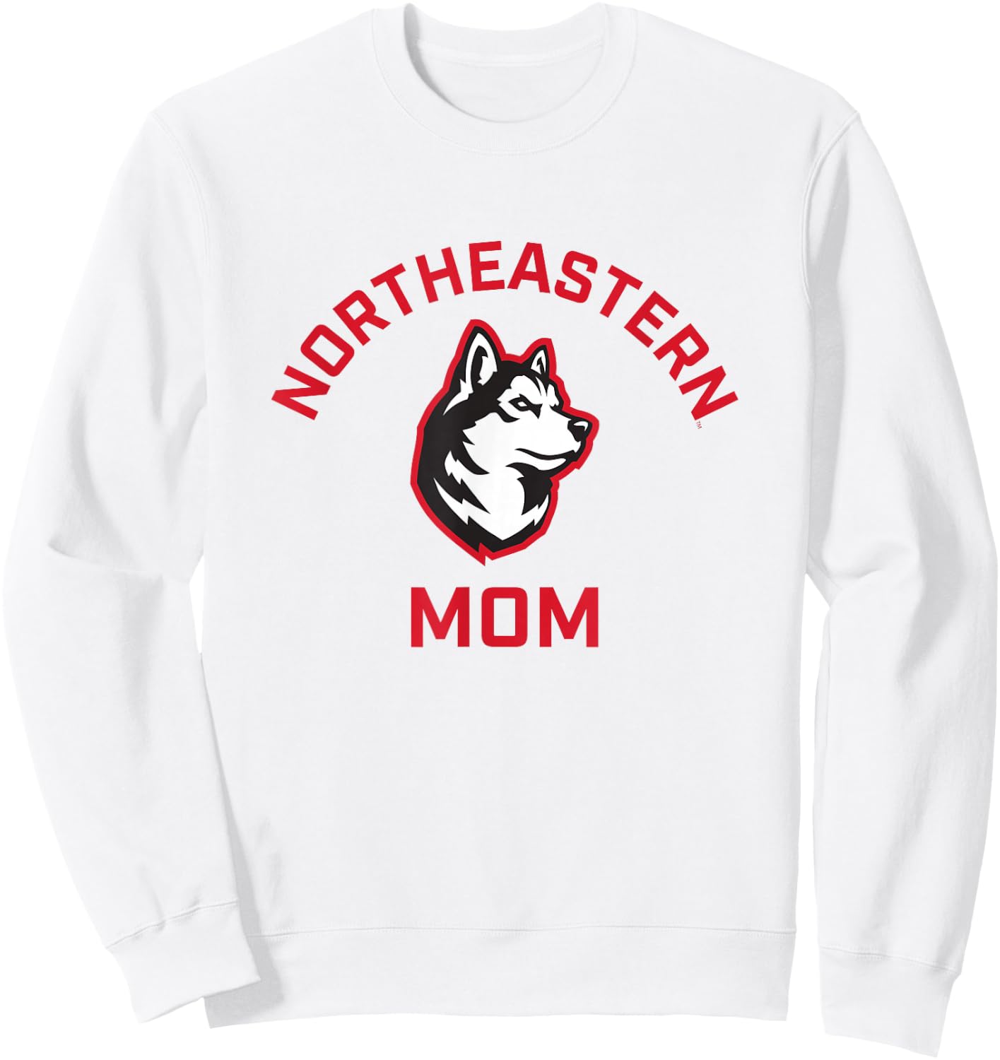 Campus Lab Northeastern University NEU Huskies Arched Mom - Grey, -Adults, Short Sleeve, , Small Sweatshirt - Sweatshirt | White