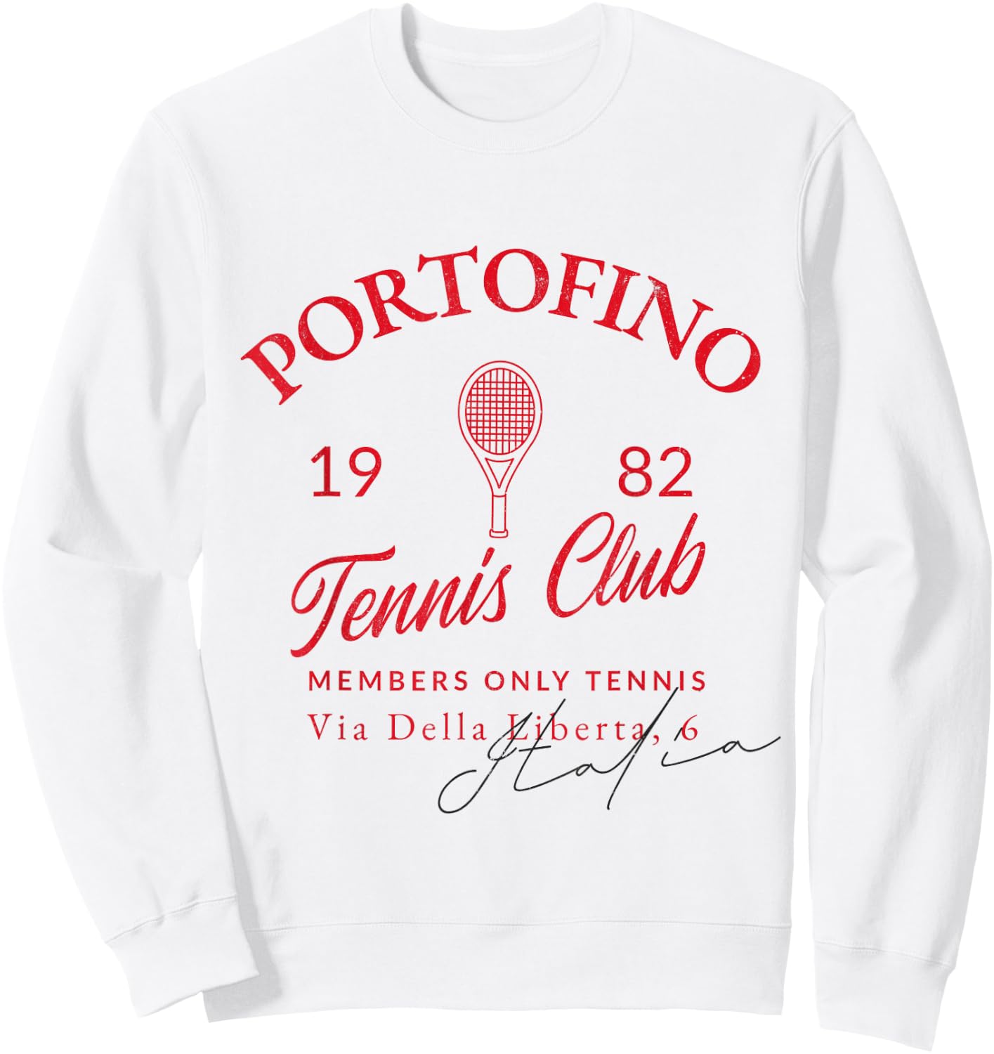 Portofino Tennis Club Italy Vintage Sport Aesthetic Sweatshirt - Sweatshirt | White