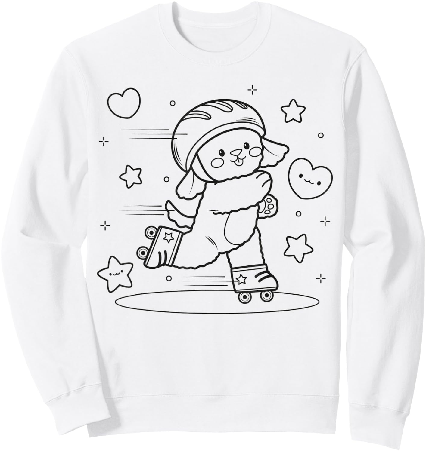 Dog roller skating to paint and color Sweatshirt - Sweatshirt | White