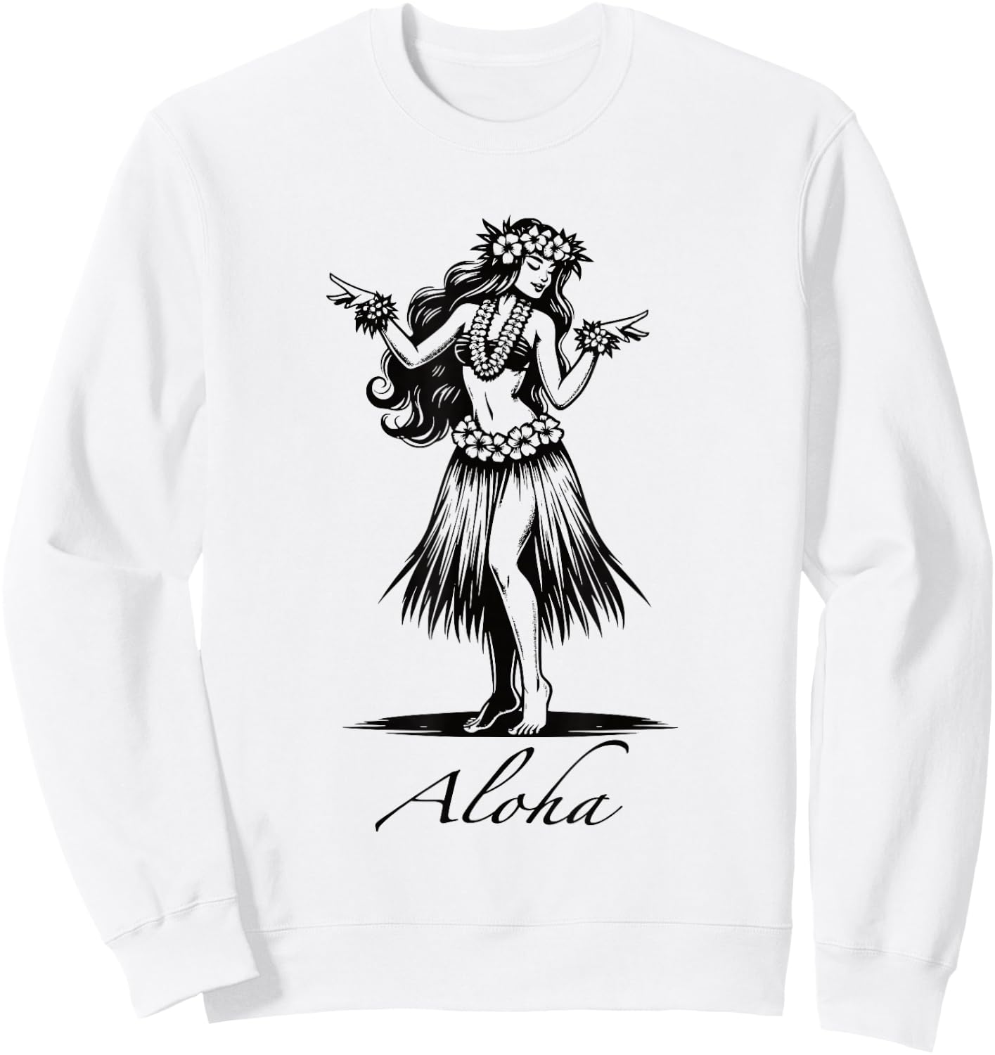 Aloha Hawaii Hawaiian Vintage Wahine Hula Dance Dancer Girl Sweatshirt - Sweatshirt | White