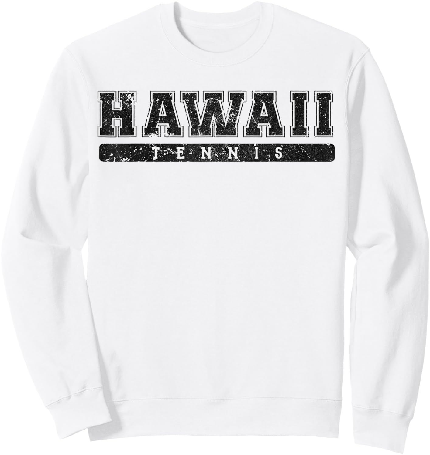 Hawaii Tennis Black Vintage Text Sweatshirt - Sweatshirt | White