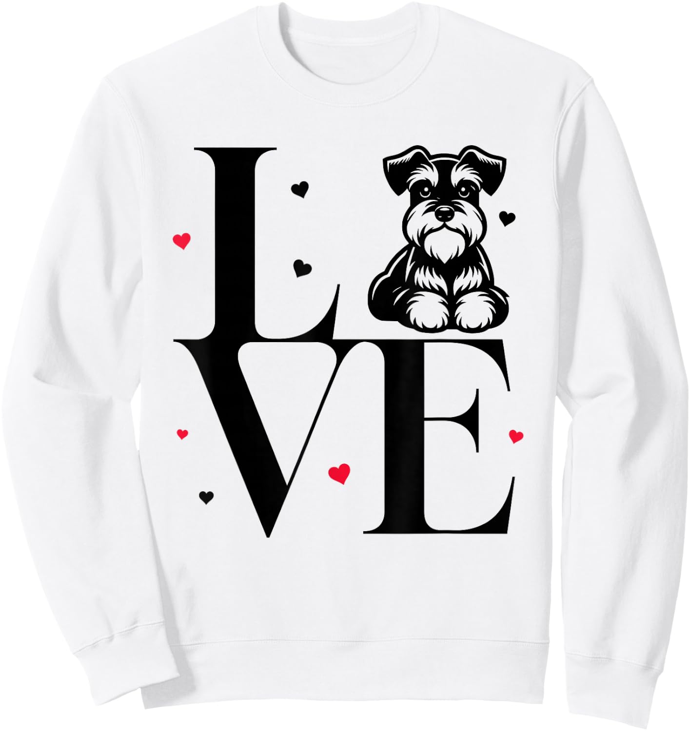 Cute I Love My Miniature Schnauzer Dog Mom Dad Sweatshirt - Sweatshirt | White
