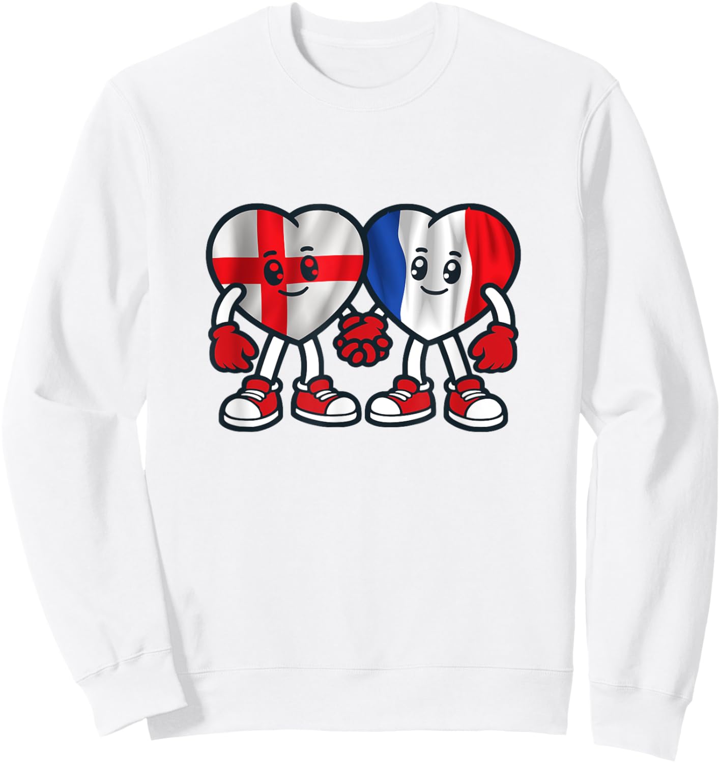 France and England Hearts Friendship Sweatshirt - Sweatshirt | White