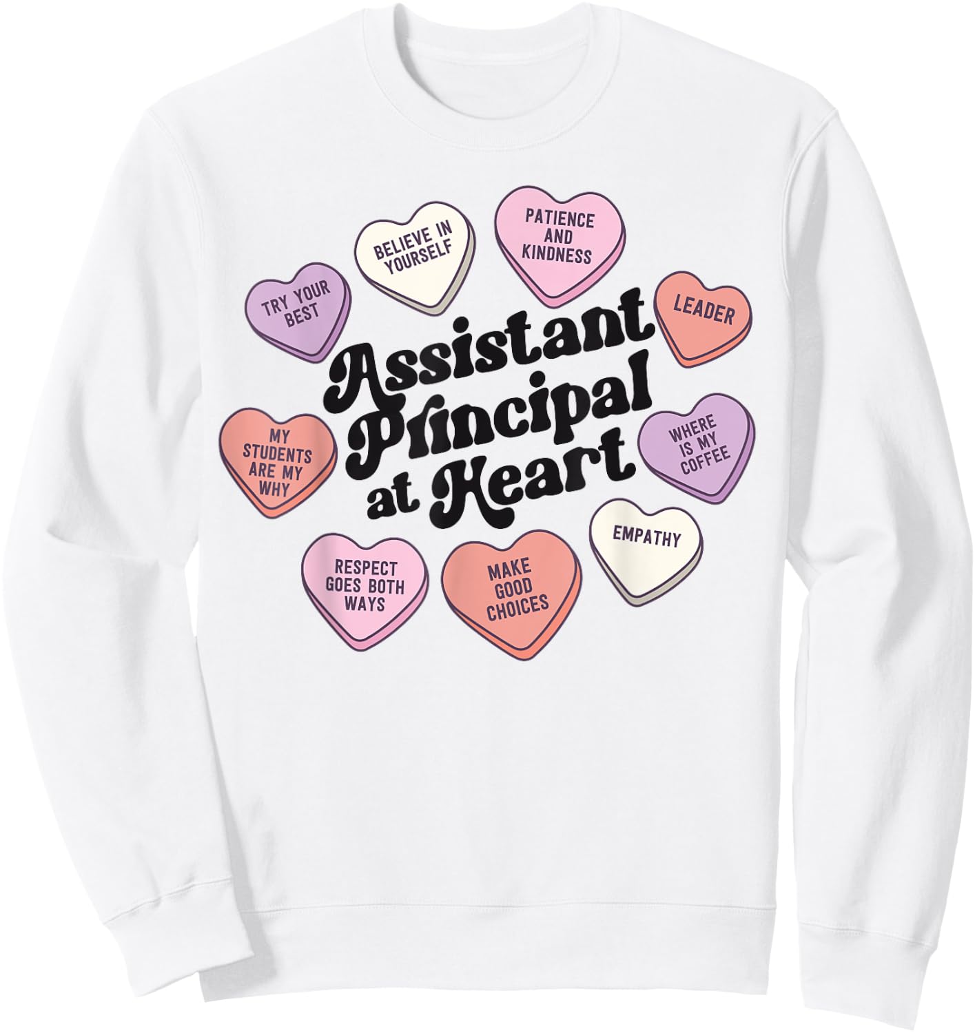 Assistant Principal At Heart Valentines Day Sweatshirt - Sweatshirt | White