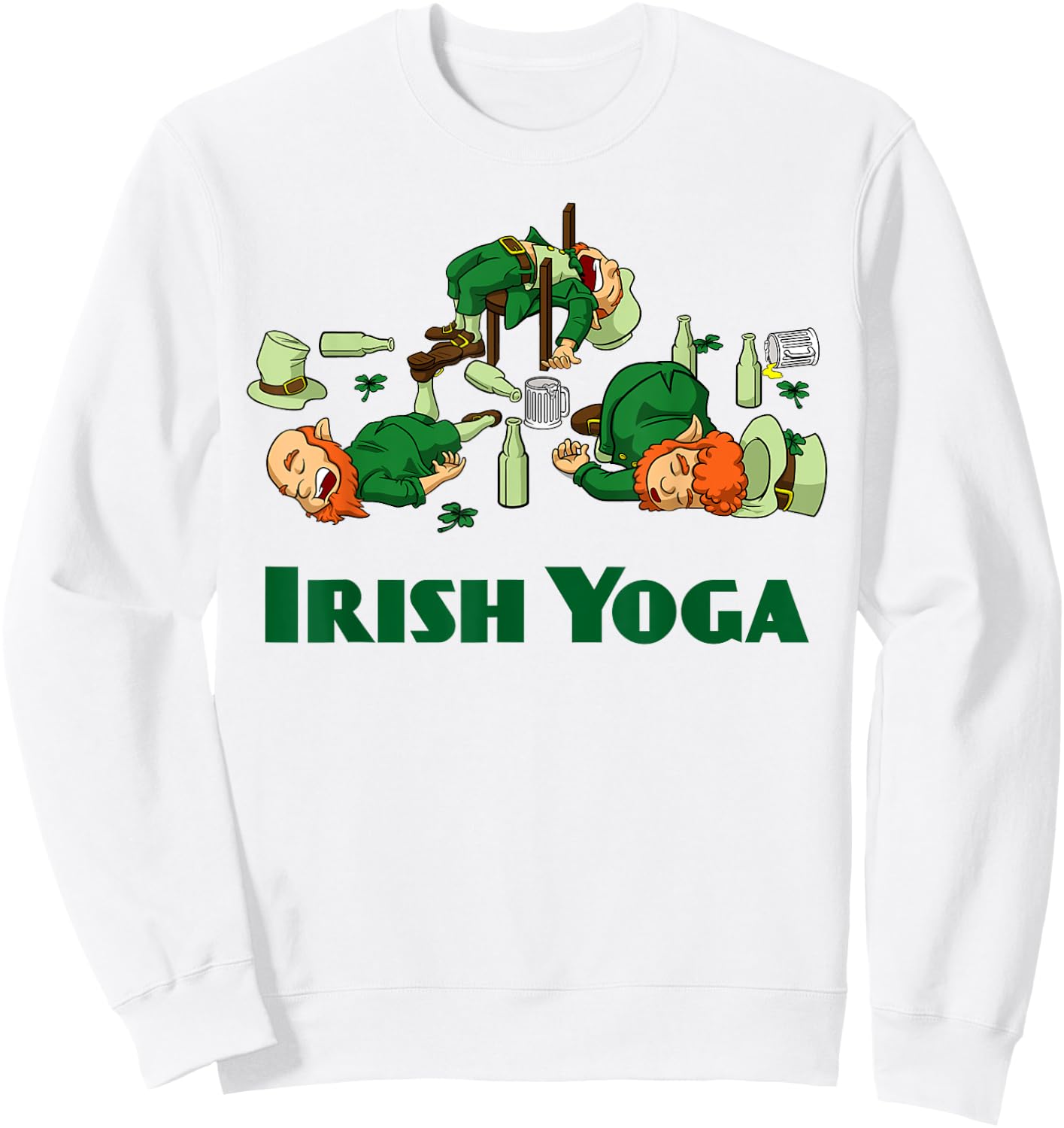 Irish Yoga Funny St. Patrick's Day Party Leprechaun Matching Sweatshirt - Sweatshirt | White