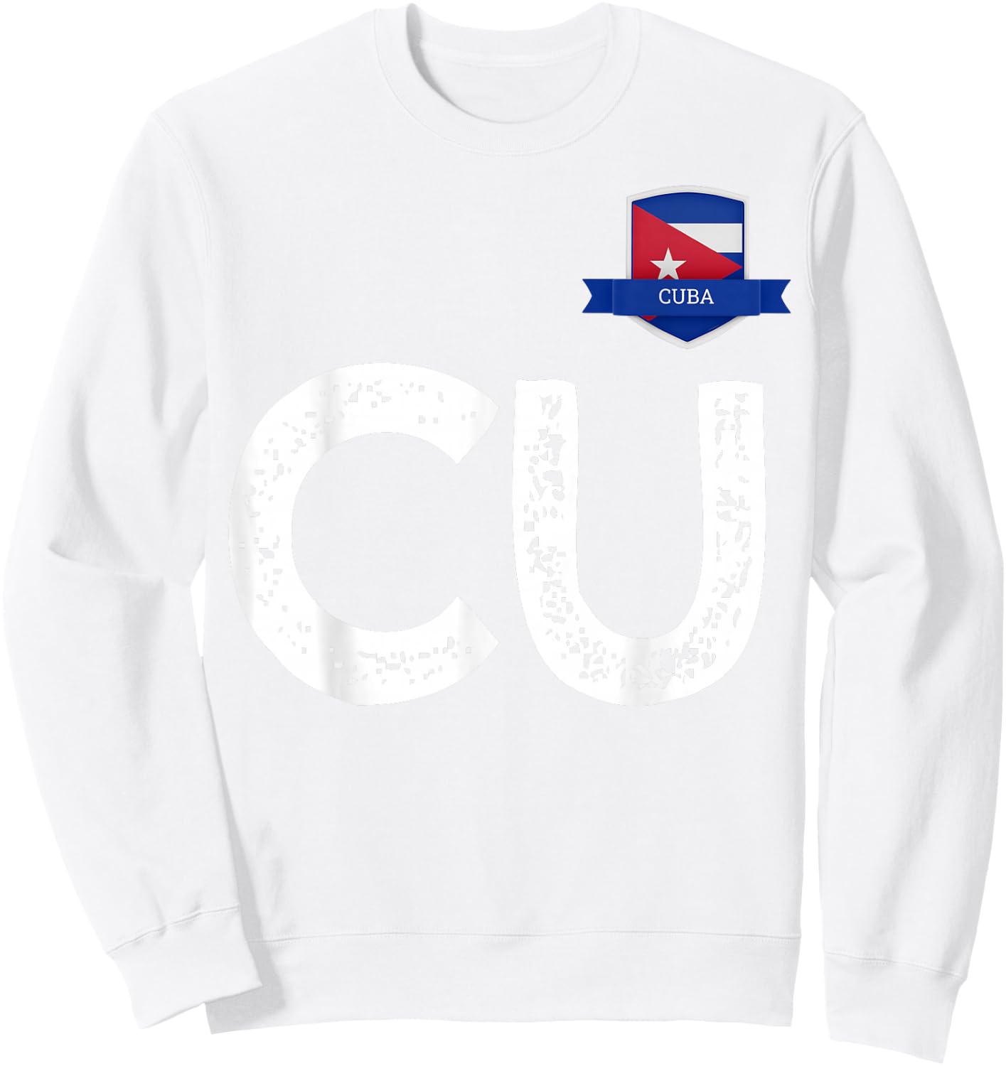 Cuba Human-Flag Letter C and U Cuban Sweatshirt - Sweatshirt | White