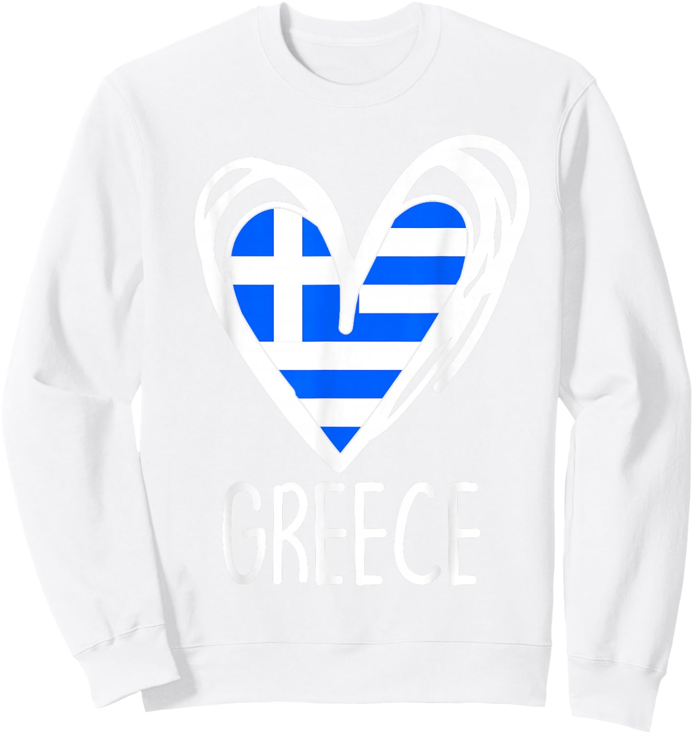 Greece Flag Heart Graphic Patriotic Greek Pride Kids Girl Sweatshirt - Sweatshirt | White