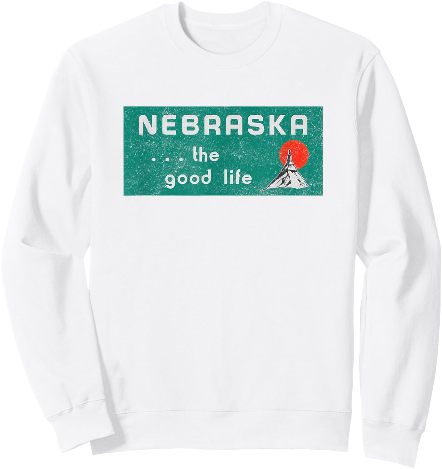 Nebraska The Good Life Vintage Distressed Sweatshirt - Sweatshirt | White