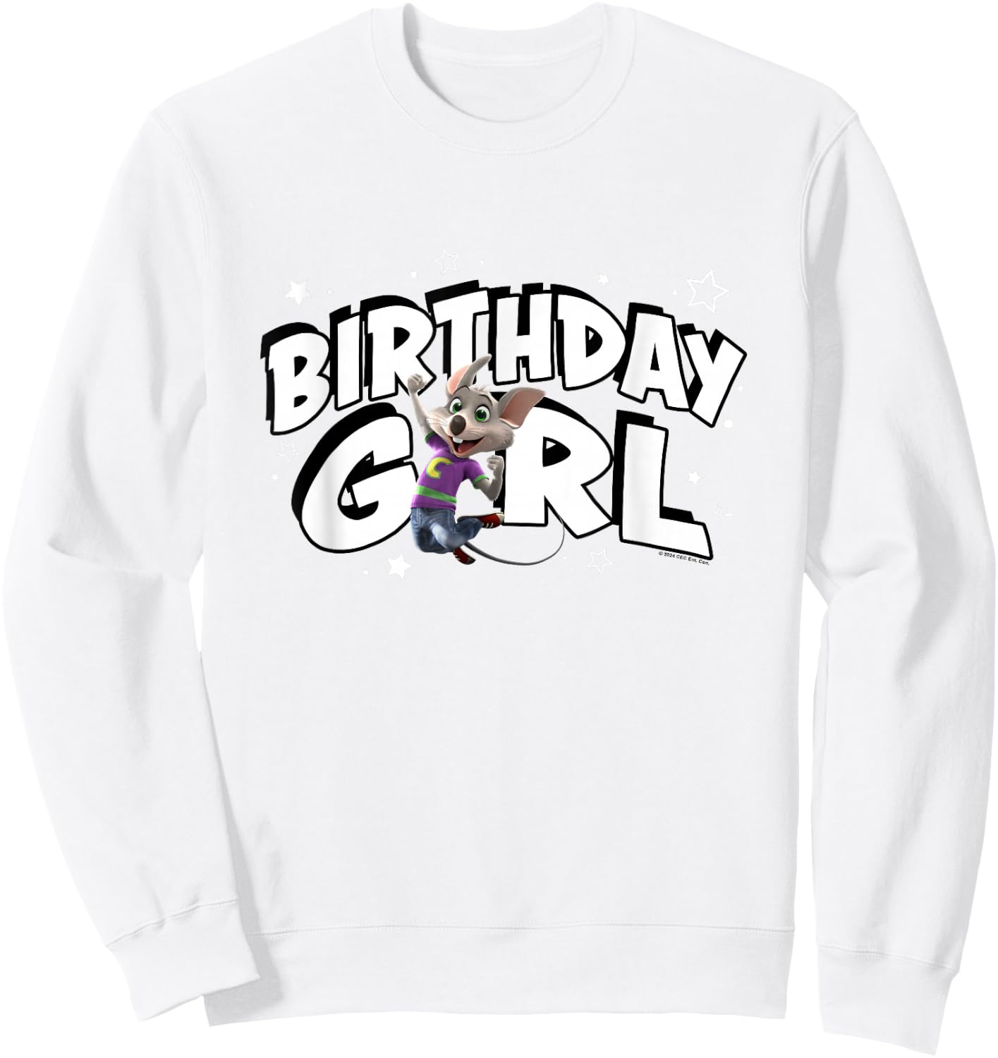 Chuck E. Cheese Birthday Girl Celebration Chuck Logo Sweatshirt - Sweatshirt | White