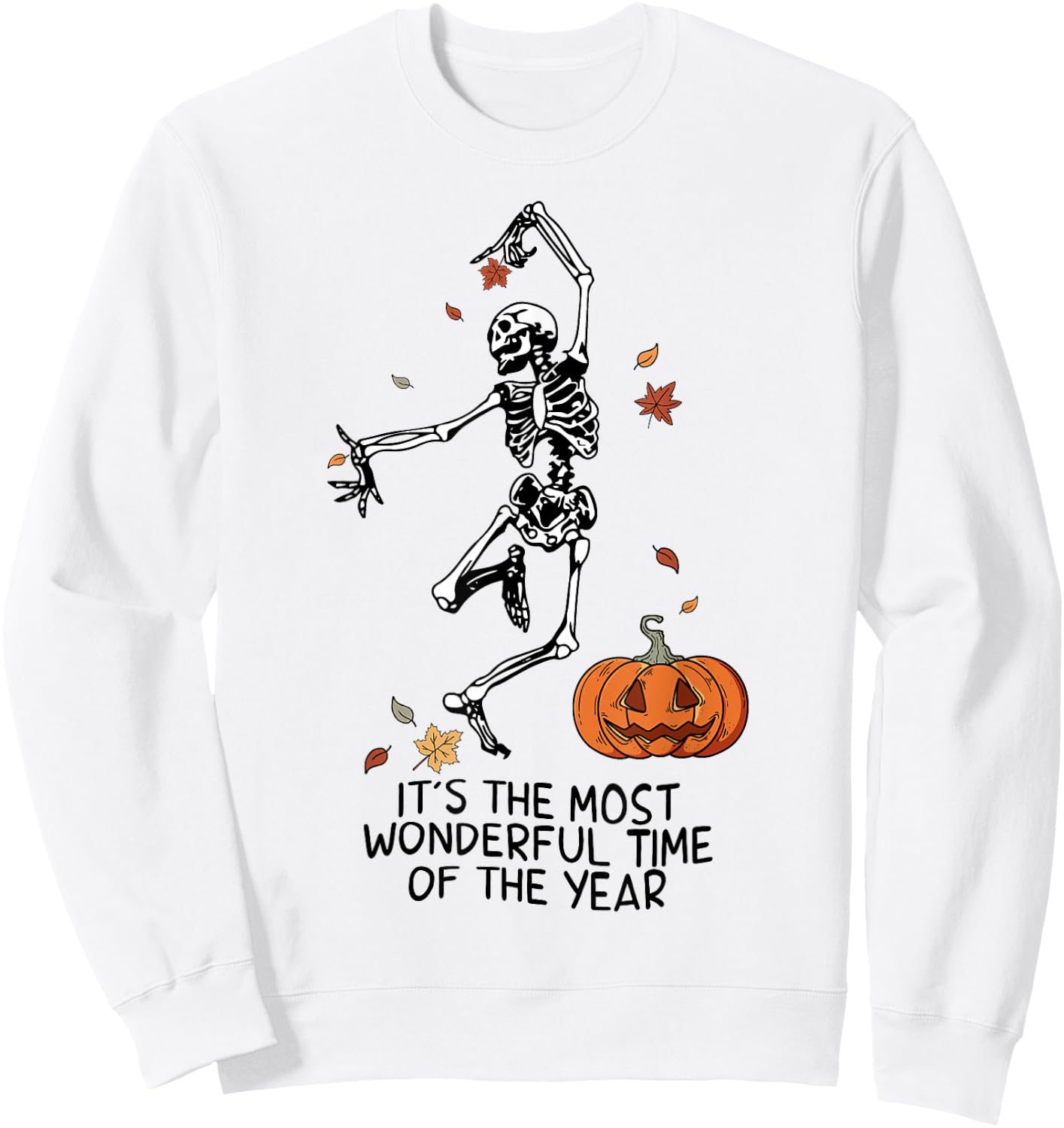 It's The Most Wonderful Time Of The Year Skeleton Halloween Sweatshirt - Sweatshirt | White