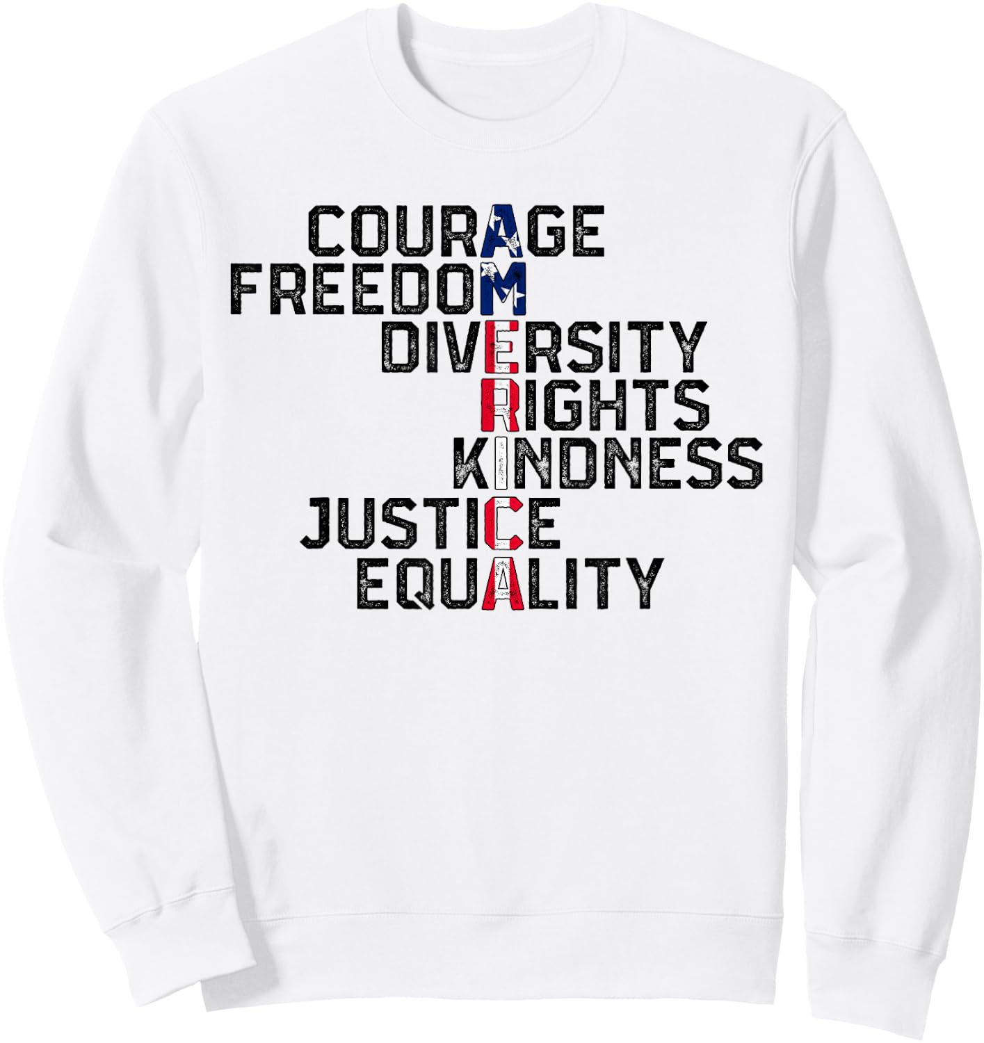 Courage Freedom Diversity Rights Kindness Justice Equality Sweatshirt - Sweatshirt | White